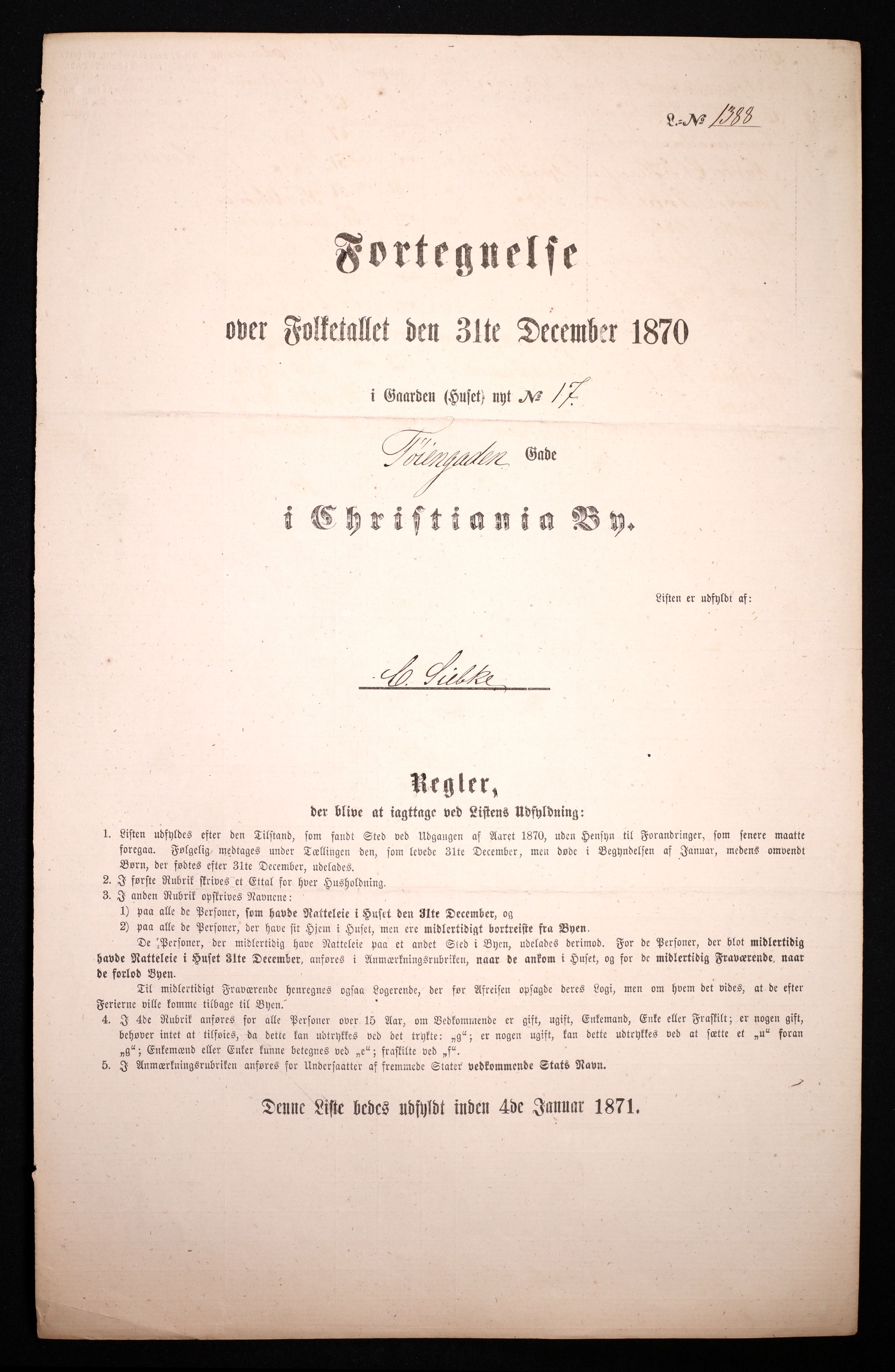 RA, Folketelling 1870 for 0301 Kristiania kjøpstad, 1870, s. 4454