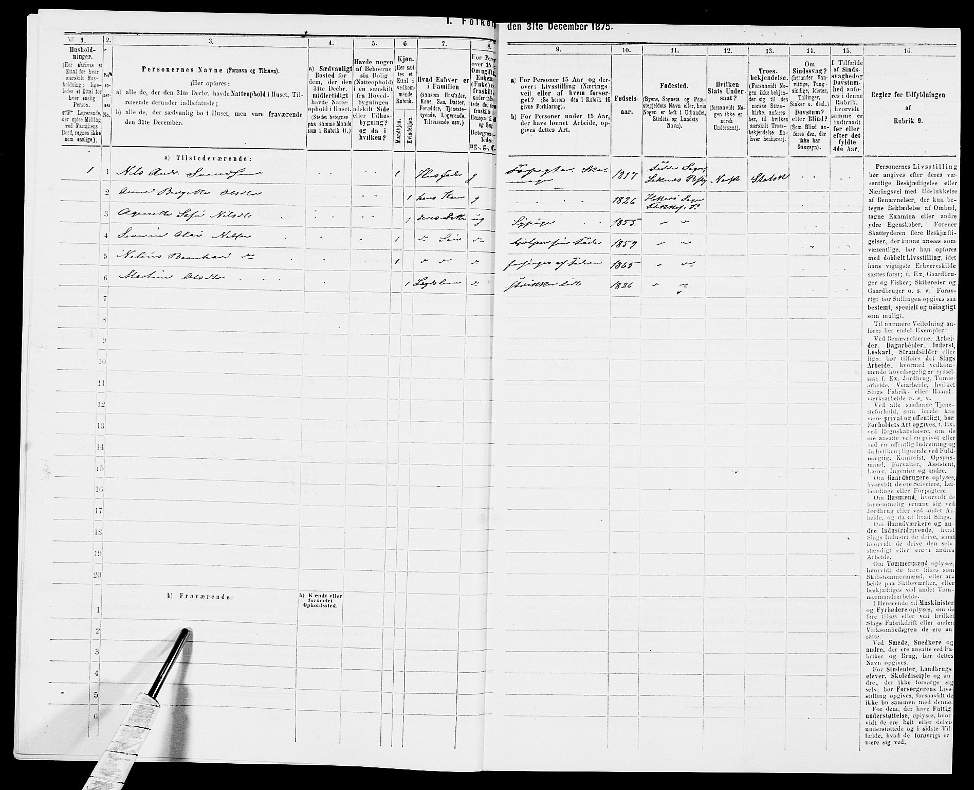 SAK, Folketelling 1875 for 1042L Flekkefjord prestegjeld, Nes sokn og Hidra sokn, 1875, s. 82