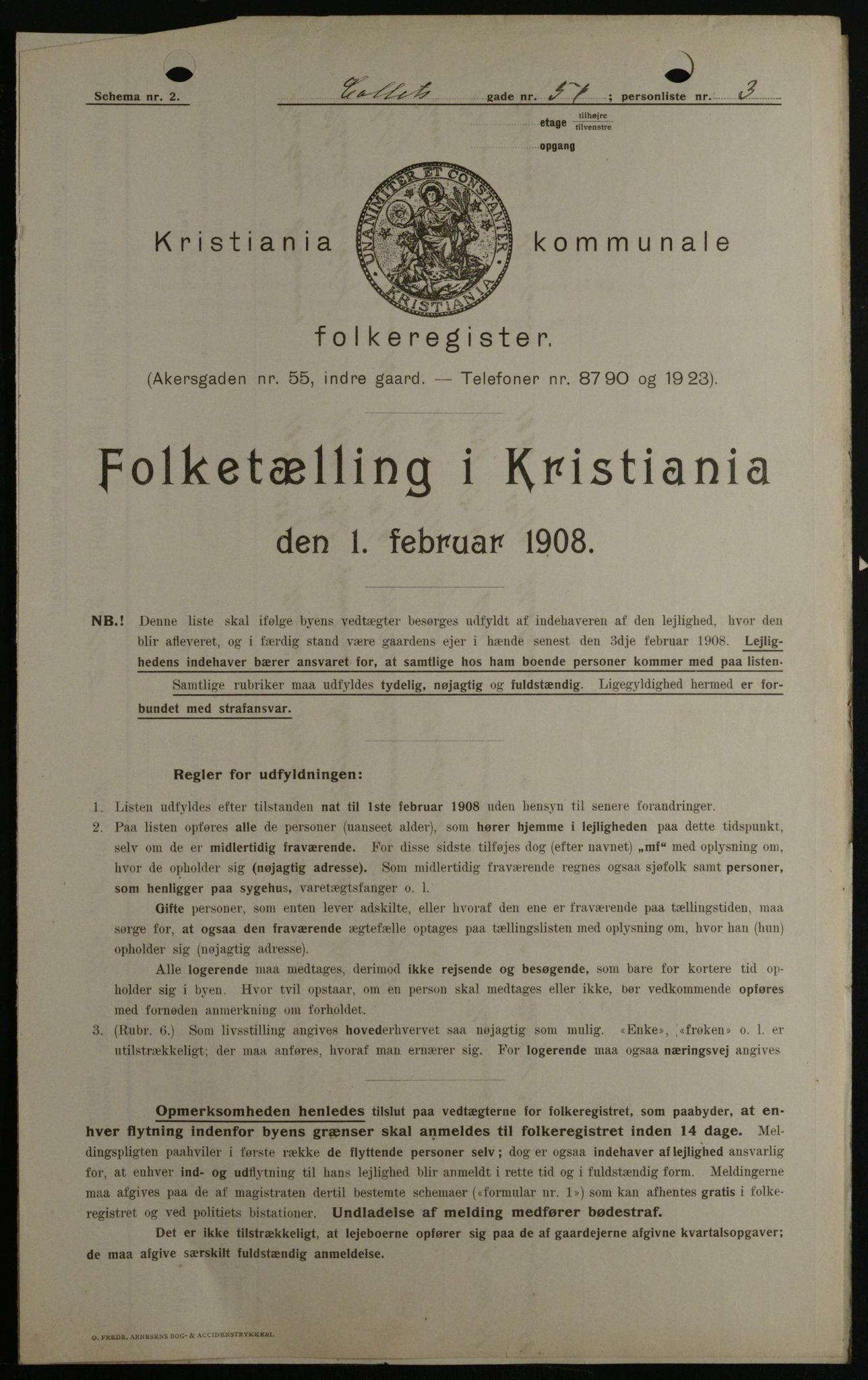 OBA, Kommunal folketelling 1.2.1908 for Kristiania kjøpstad, 1908, s. 12410