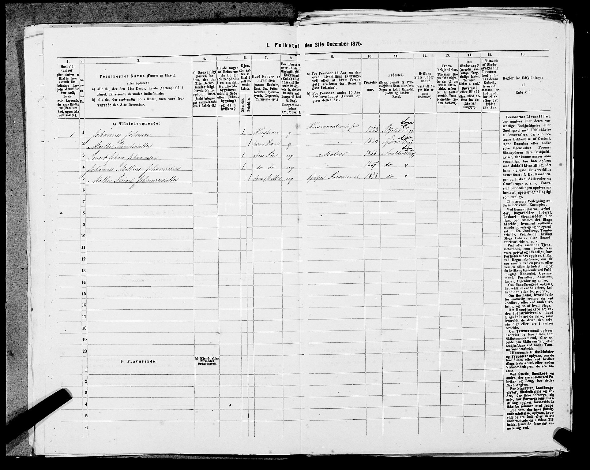 SAST, Folketelling 1875 for 1147L Avaldsnes prestegjeld, Avaldsnes sokn og Kopervik landsokn, 1875, s. 1711