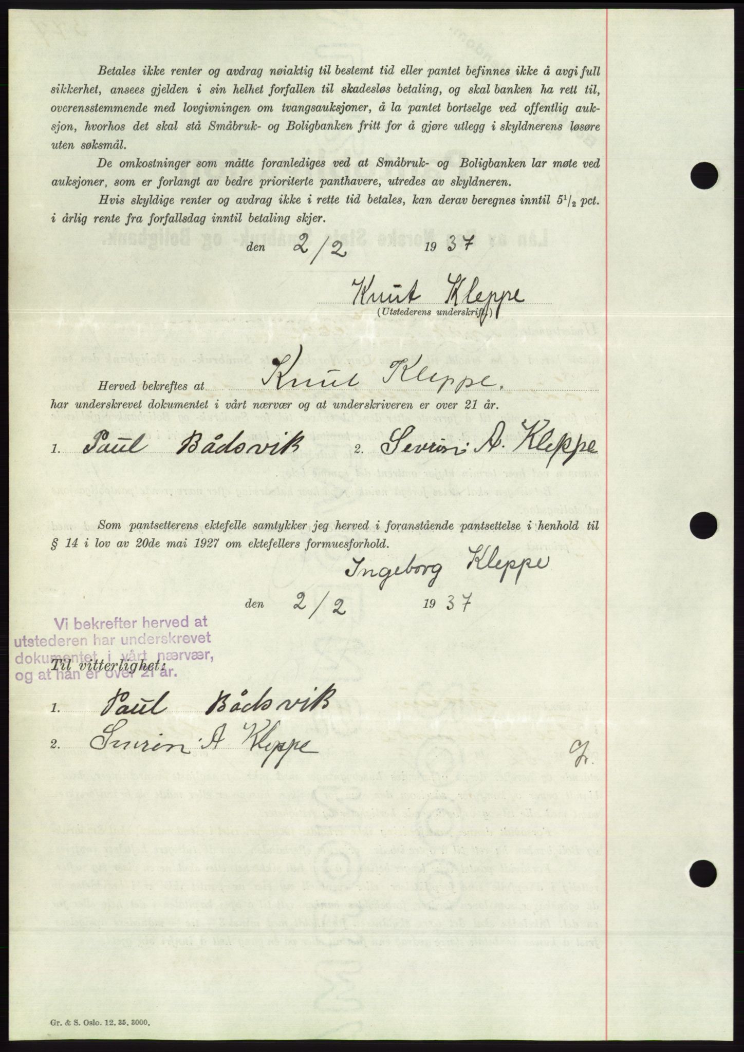 Søre Sunnmøre sorenskriveri, AV/SAT-A-4122/1/2/2C/L0062: Pantebok nr. 56, 1936-1937, Dagboknr: 238/1937