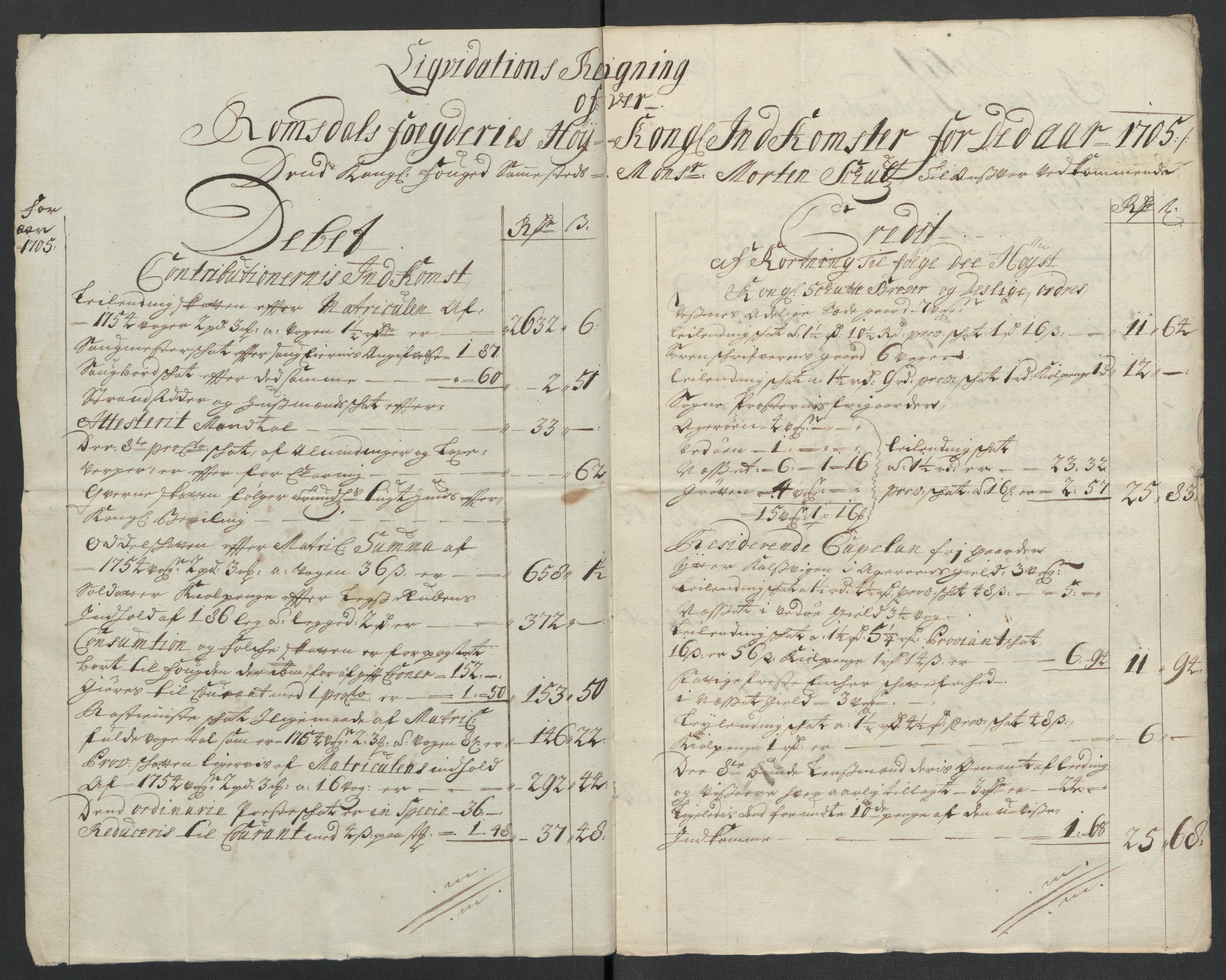 Rentekammeret inntil 1814, Reviderte regnskaper, Fogderegnskap, AV/RA-EA-4092/R55/L3656: Fogderegnskap Romsdal, 1703-1705, s. 359