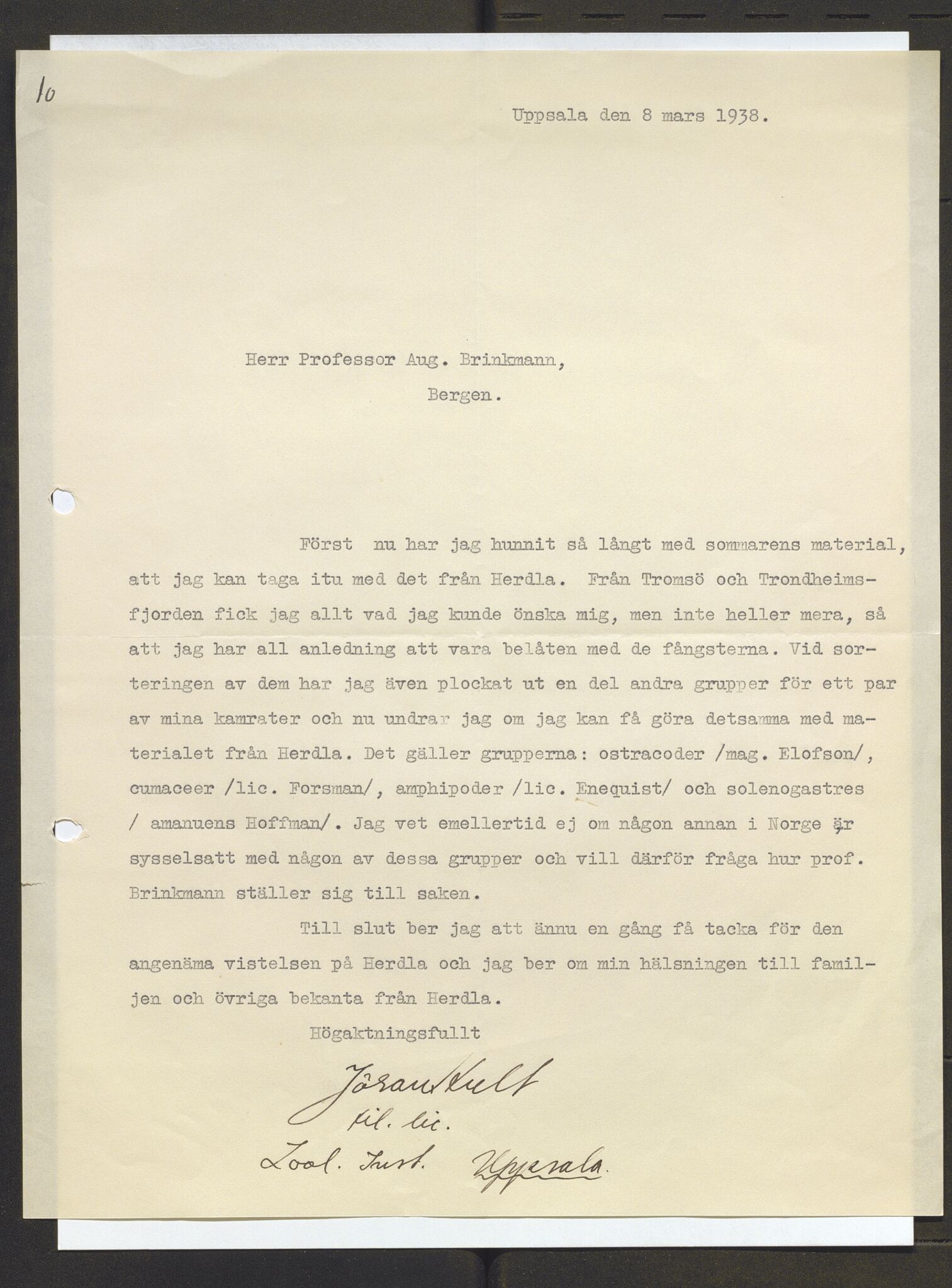 Bergens Museum, AV/SAB-A-17301/13/D/L0002: Korrespondanse , 1928-1940, s. 541