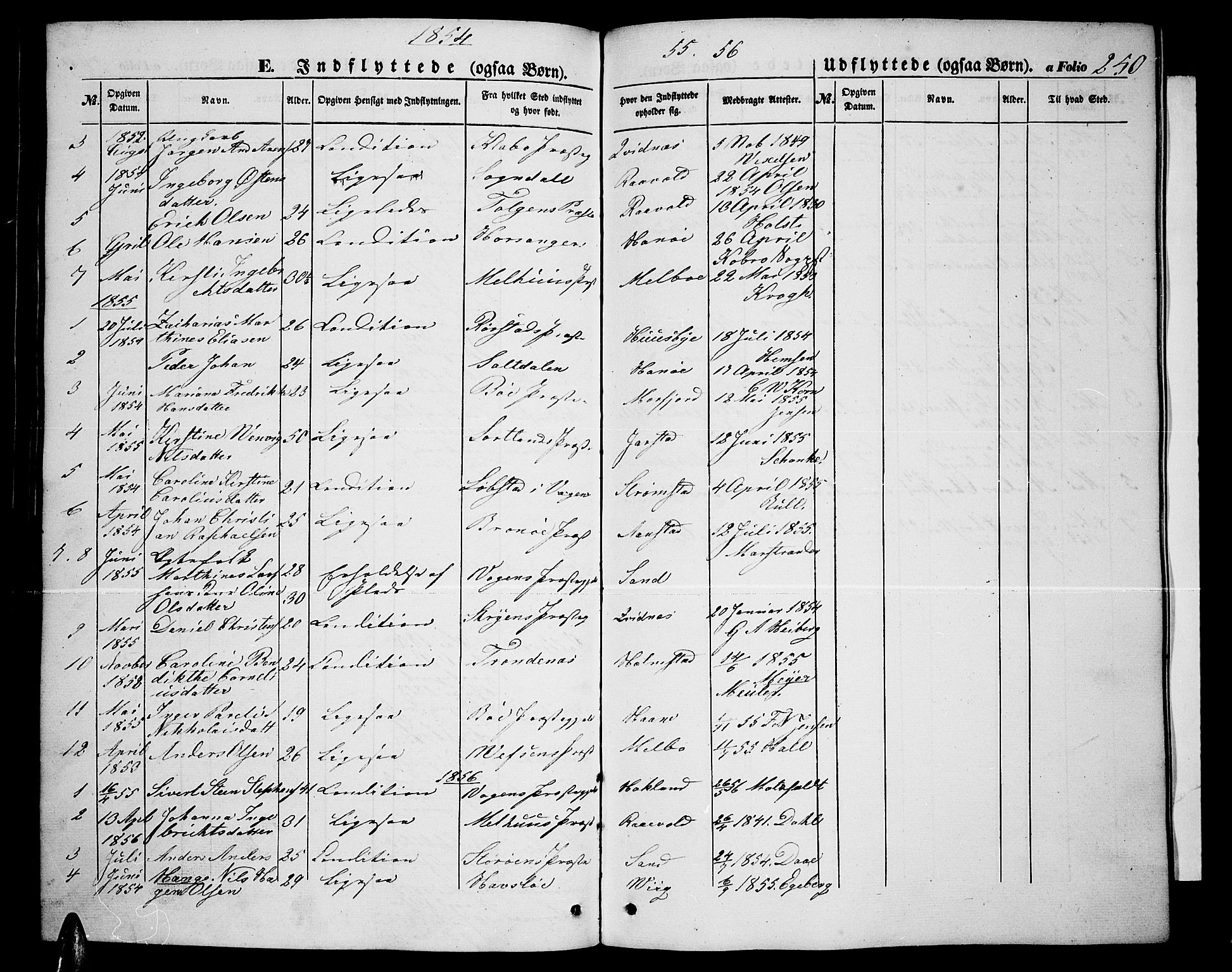 Ministerialprotokoller, klokkerbøker og fødselsregistre - Nordland, AV/SAT-A-1459/888/L1265: Klokkerbok nr. 888C03, 1850-1863, s. 250