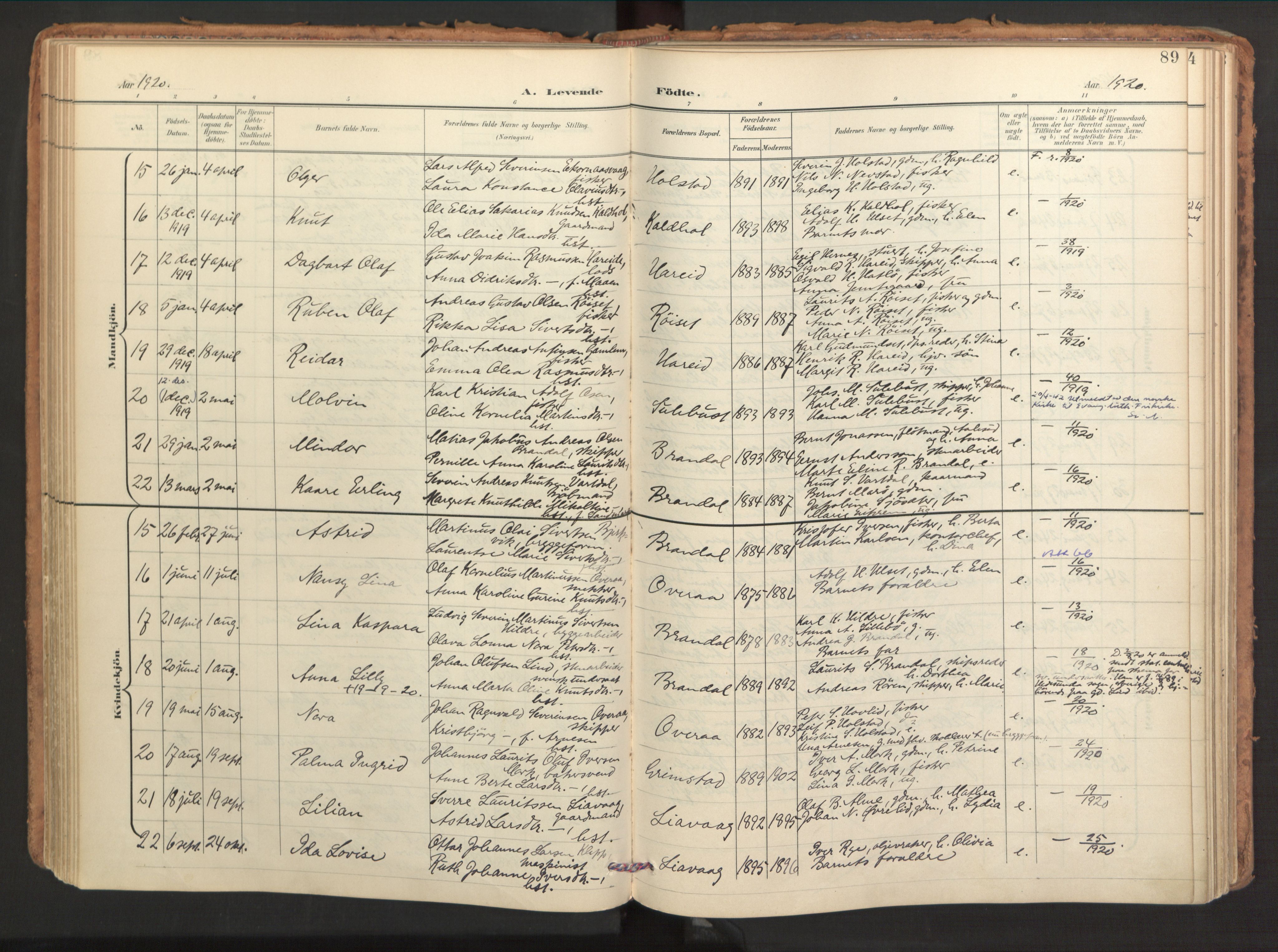 Ministerialprotokoller, klokkerbøker og fødselsregistre - Møre og Romsdal, AV/SAT-A-1454/510/L0123: Ministerialbok nr. 510A03, 1898-1922, s. 89
