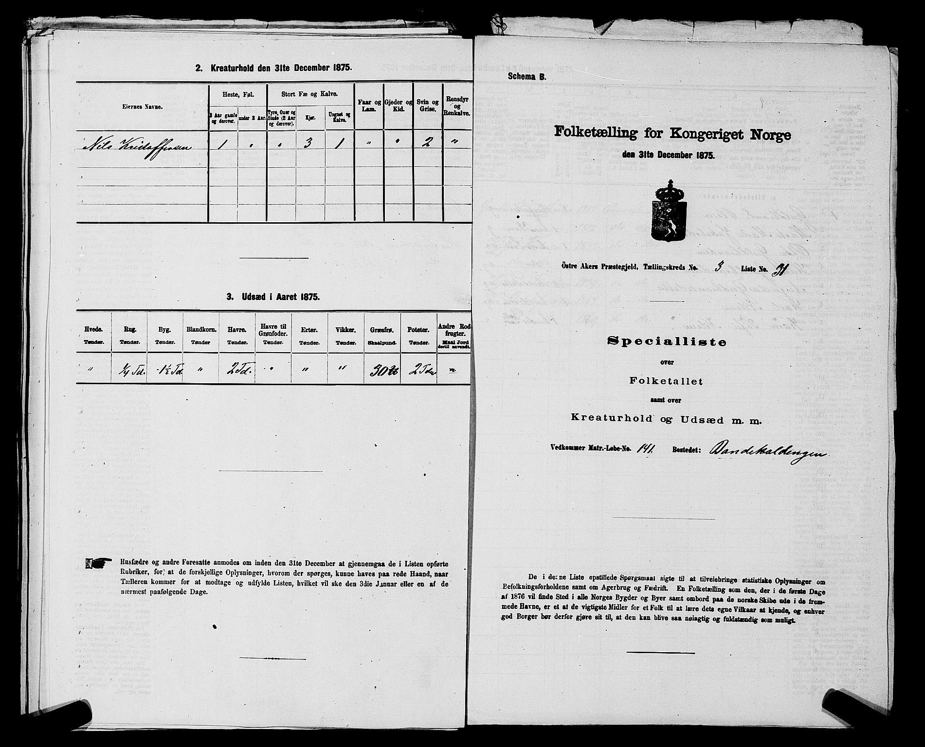 RA, Folketelling 1875 for 0218bP Østre Aker prestegjeld, 1875, s. 1076