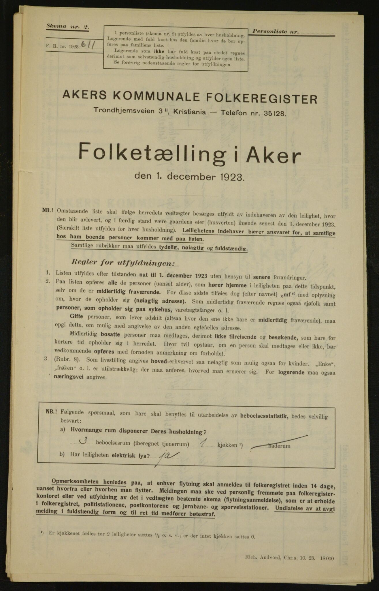 , Kommunal folketelling 1.12.1923 for Aker, 1923, s. 3559