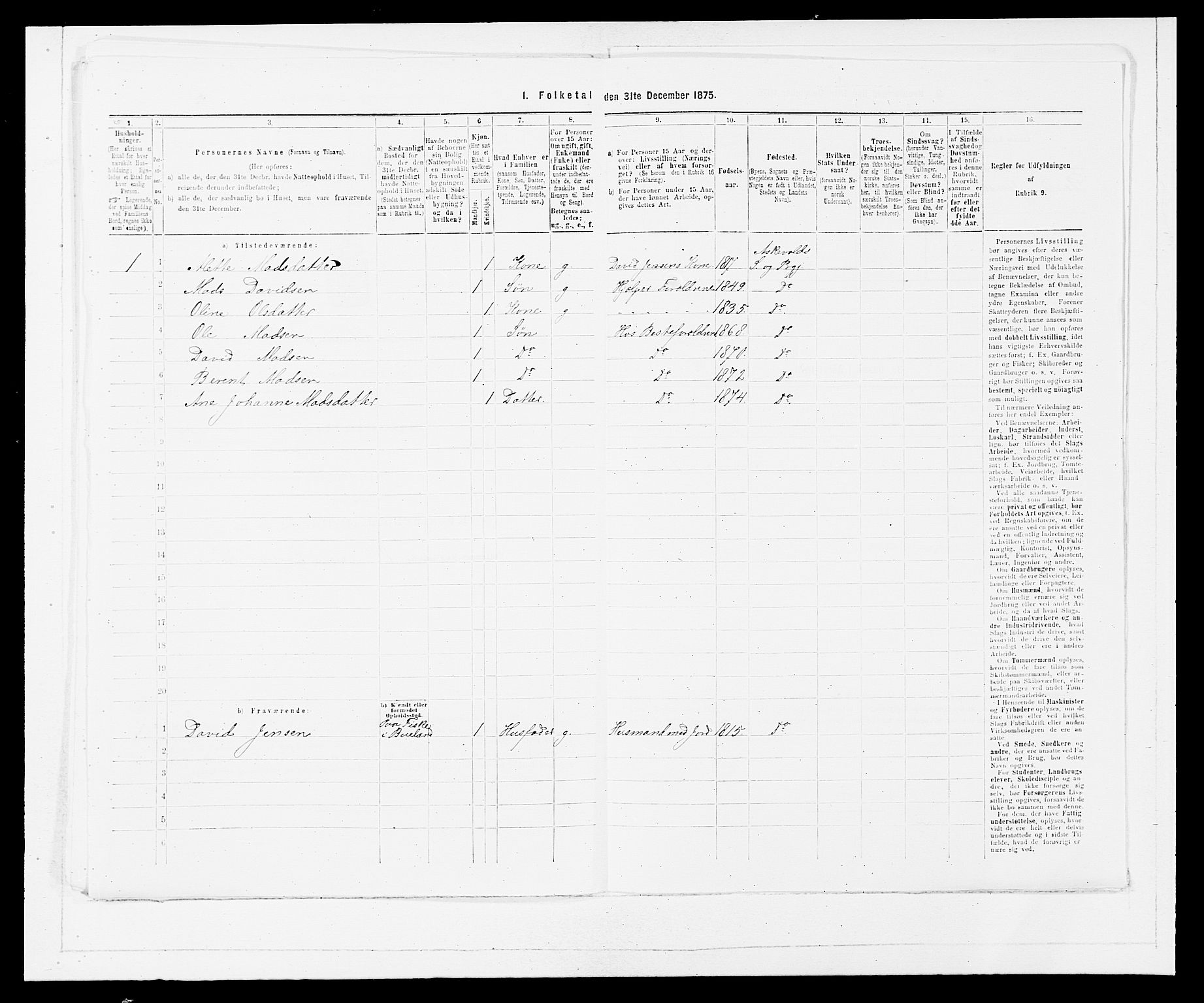 SAB, Folketelling 1875 for 1428P Askvoll prestegjeld, 1875, s. 451