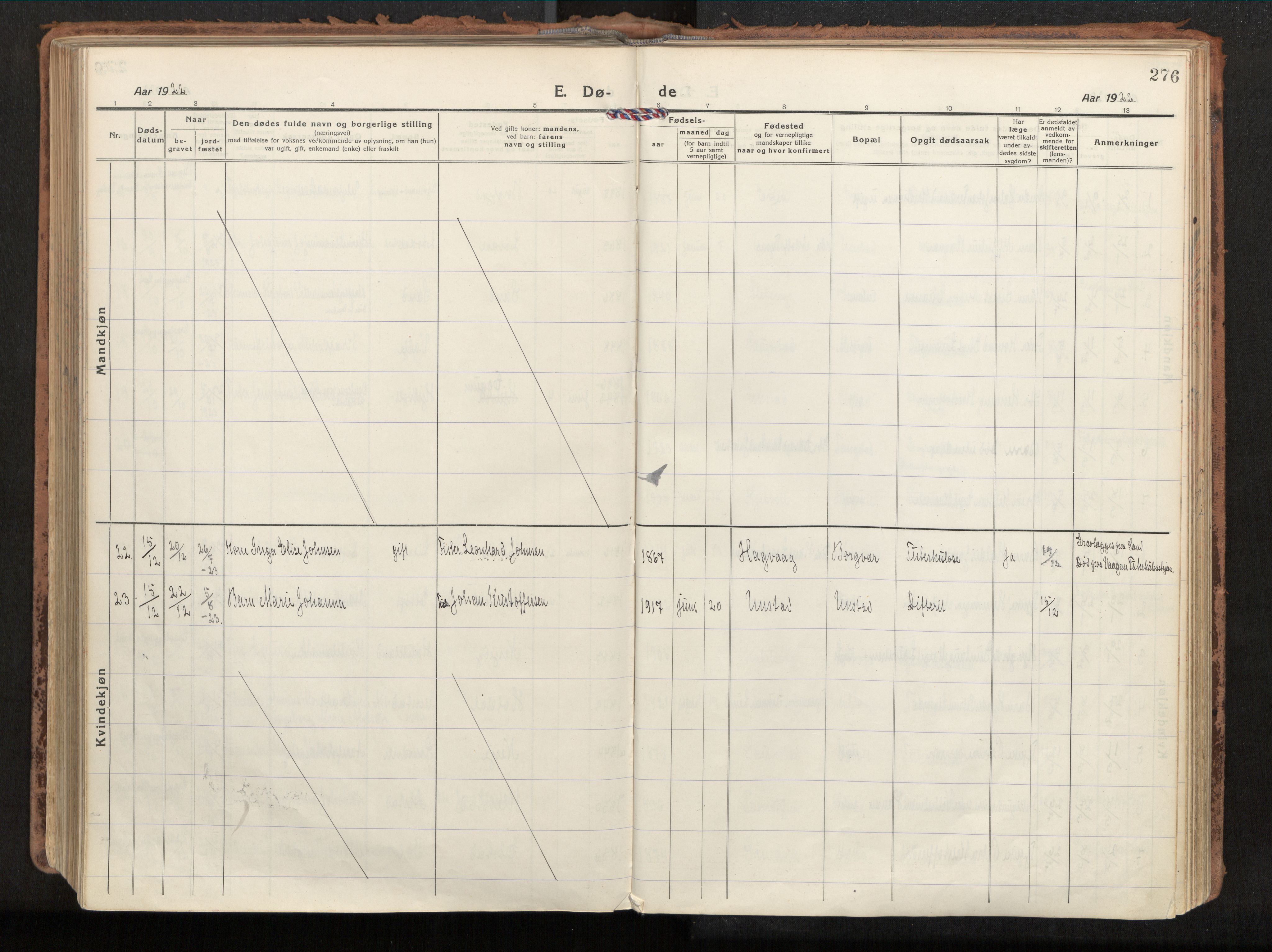 Ministerialprotokoller, klokkerbøker og fødselsregistre - Nordland, AV/SAT-A-1459/880/L1136: Ministerialbok nr. 880A10, 1919-1927, s. 276