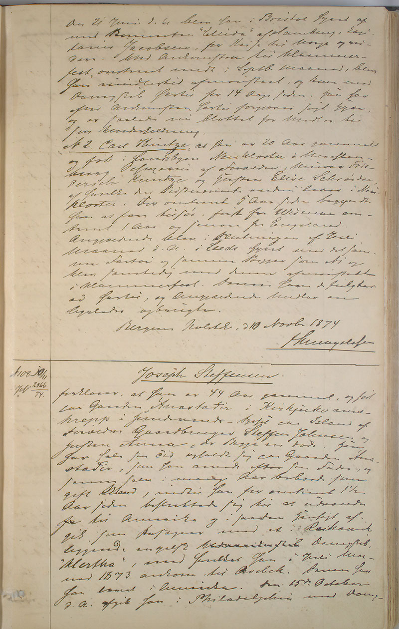 Bergen politikammer / politidistrikt, AV/SAB-A-60401/I/Ic, 1874-1878