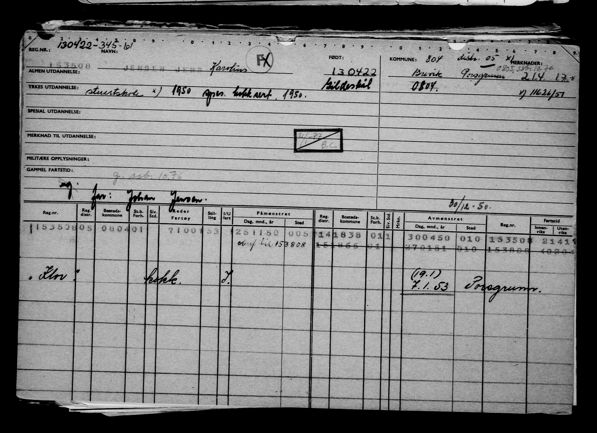 Direktoratet for sjømenn, AV/RA-S-3545/G/Gb/L0205: Hovedkort, 1922, s. 346