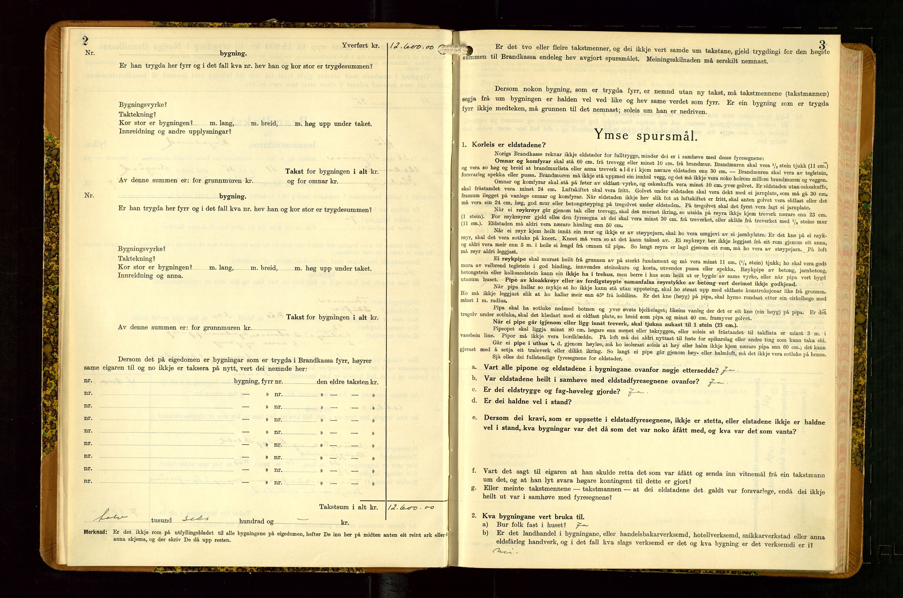 Hå lensmannskontor, SAST/A-100456/Goa/L0007: Takstprotokoll (skjema), 1938-1949, s. 2-3