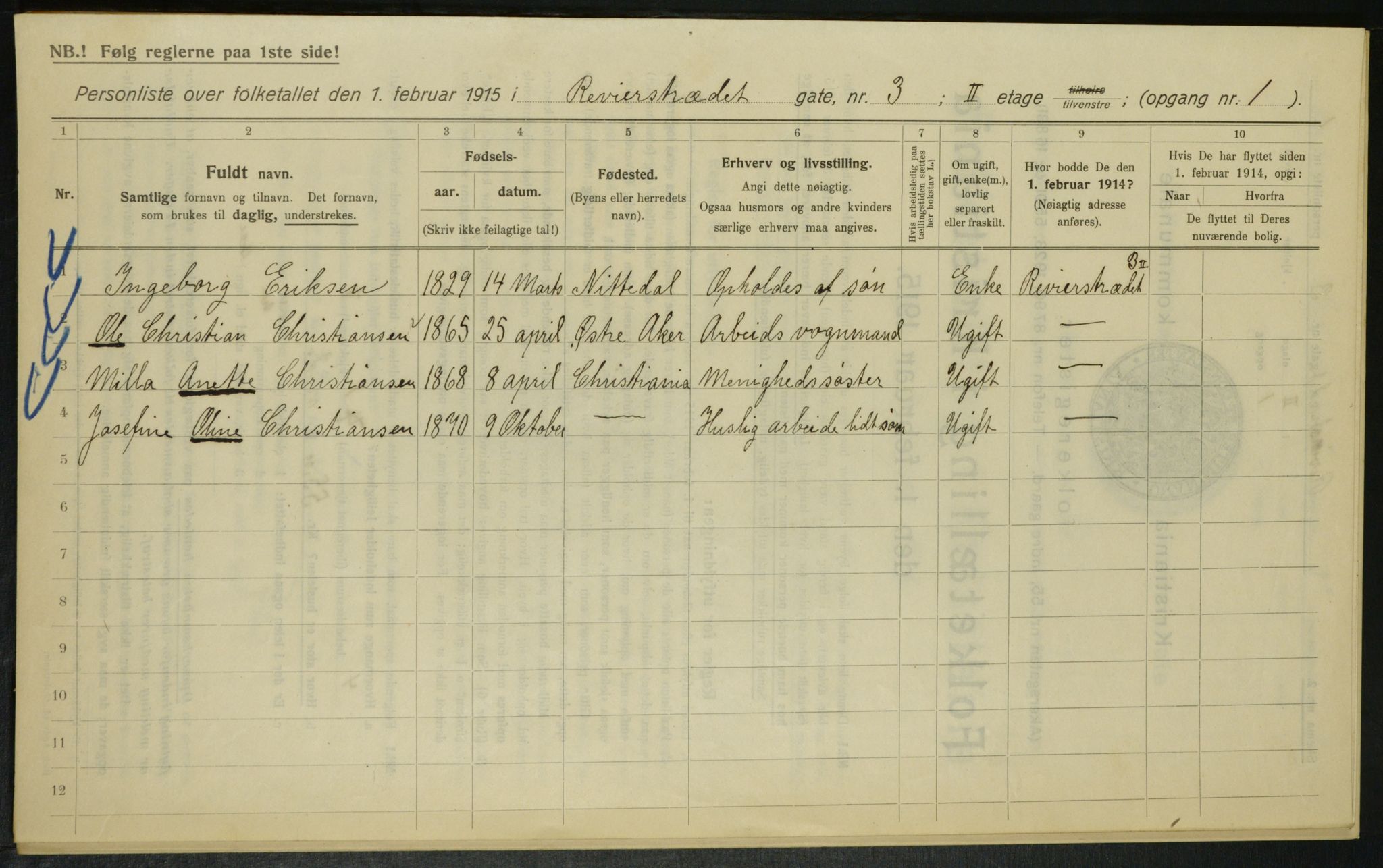 OBA, Kommunal folketelling 1.2.1915 for Kristiania, 1915, s. 82590