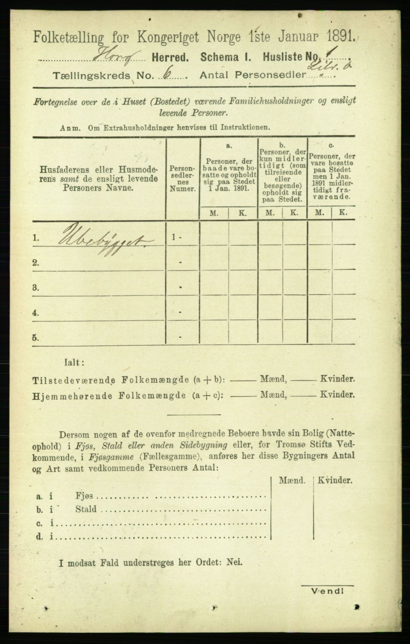 RA, Folketelling 1891 for 1650 Horg herred, 1891, s. 2349