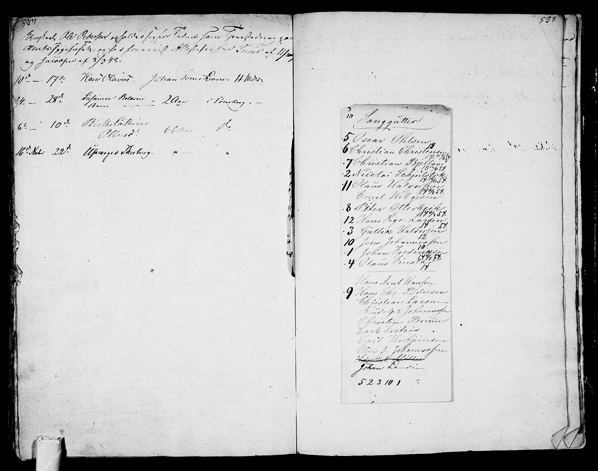 Tønsberg kirkebøker, AV/SAKO-A-330/G/Ga/L0002: Klokkerbok nr. 2, 1827-1854, s. 537-538
