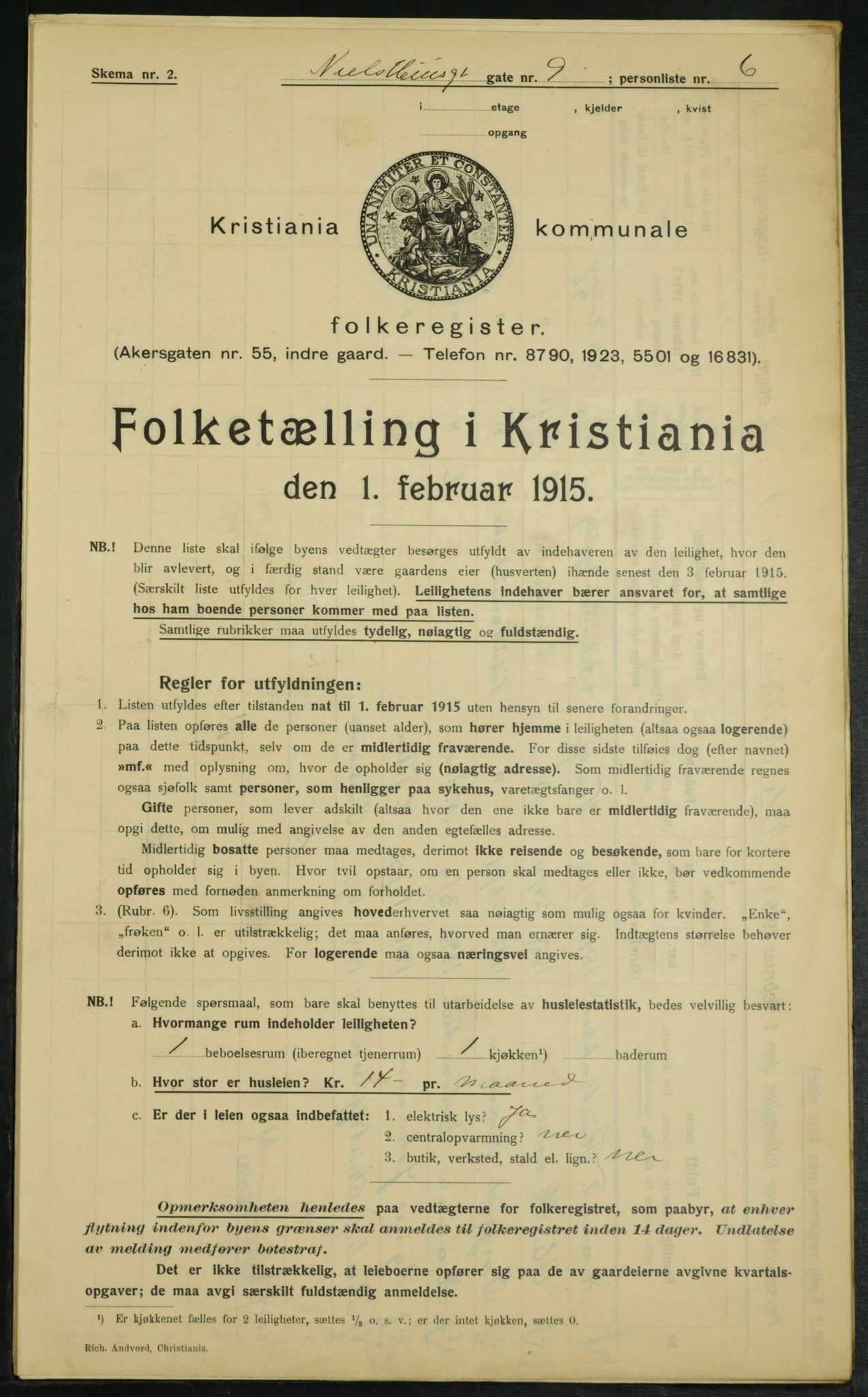 OBA, Kommunal folketelling 1.2.1915 for Kristiania, 1915, s. 70389