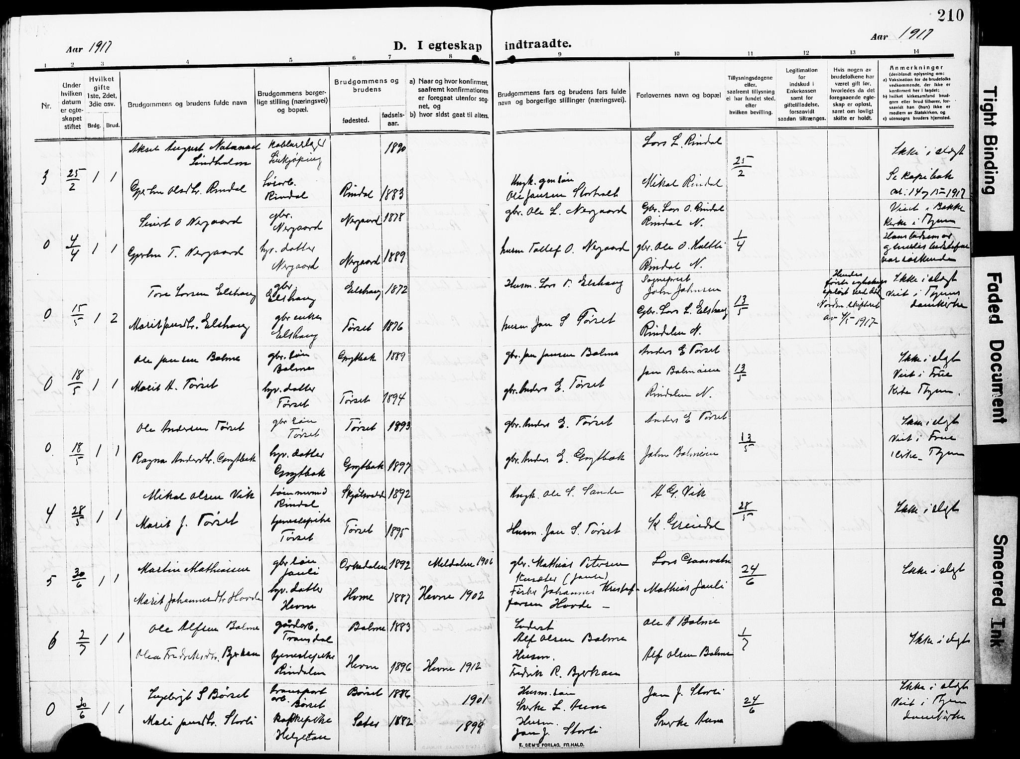 Ministerialprotokoller, klokkerbøker og fødselsregistre - Møre og Romsdal, AV/SAT-A-1454/598/L1079: Klokkerbok nr. 598C04, 1909-1927, s. 210