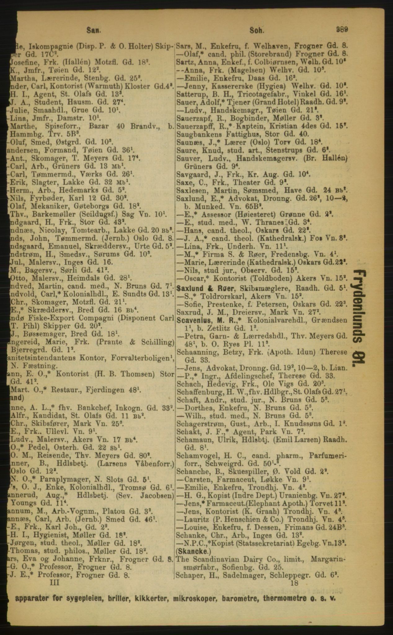 Kristiania/Oslo adressebok, PUBL/-, 1889, s. 389