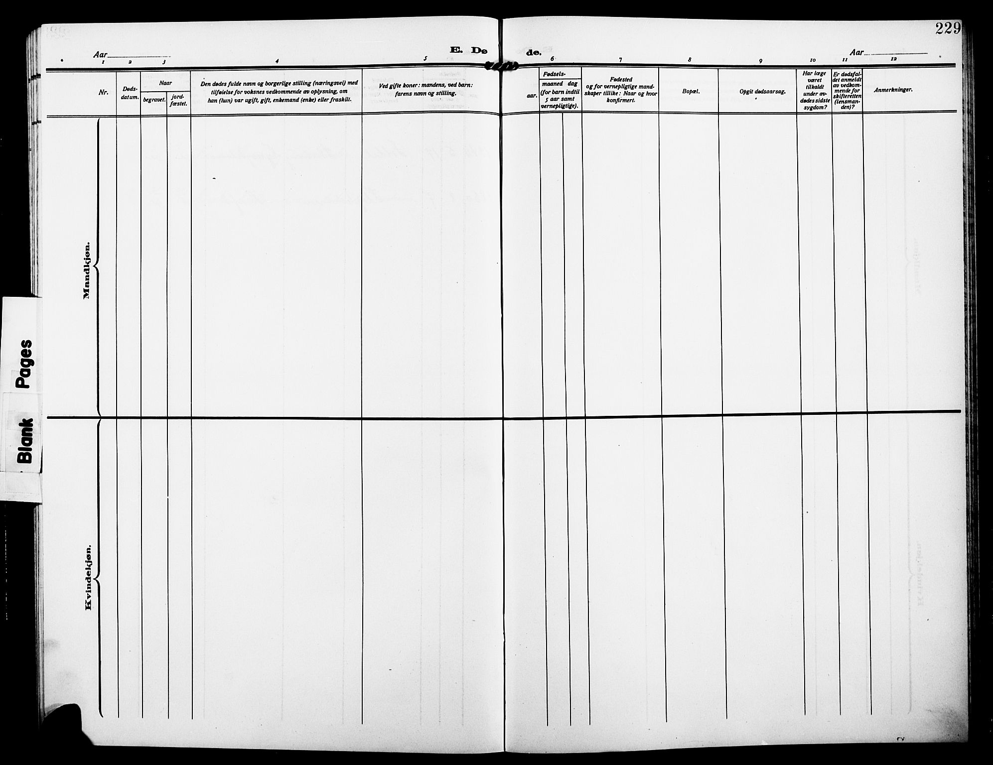 Alvdal prestekontor, SAH/PREST-060/H/Ha/Hab/L0005: Klokkerbok nr. 5, 1908-1923, s. 229