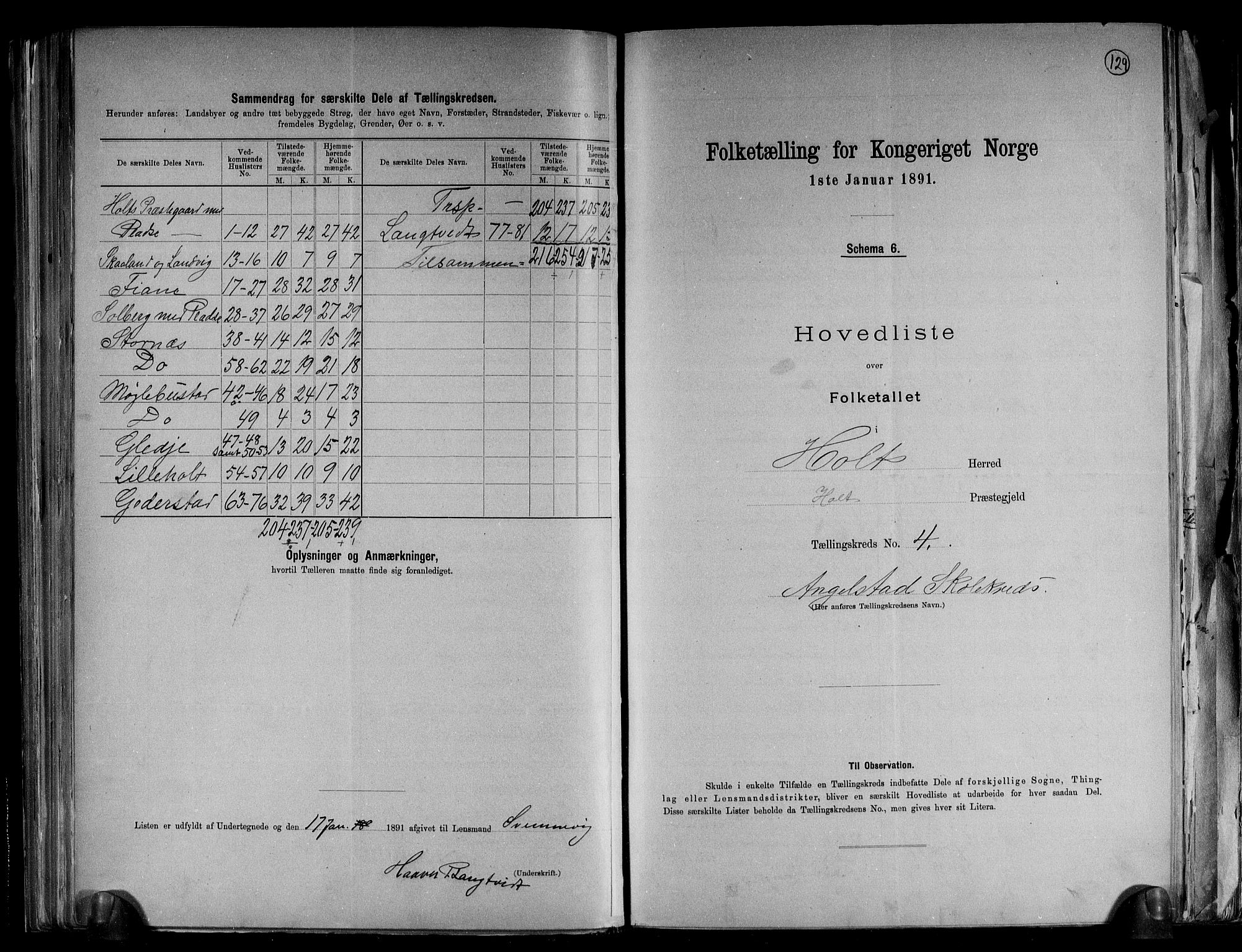 RA, Folketelling 1891 for 0914 Holt herred, 1891, s. 10