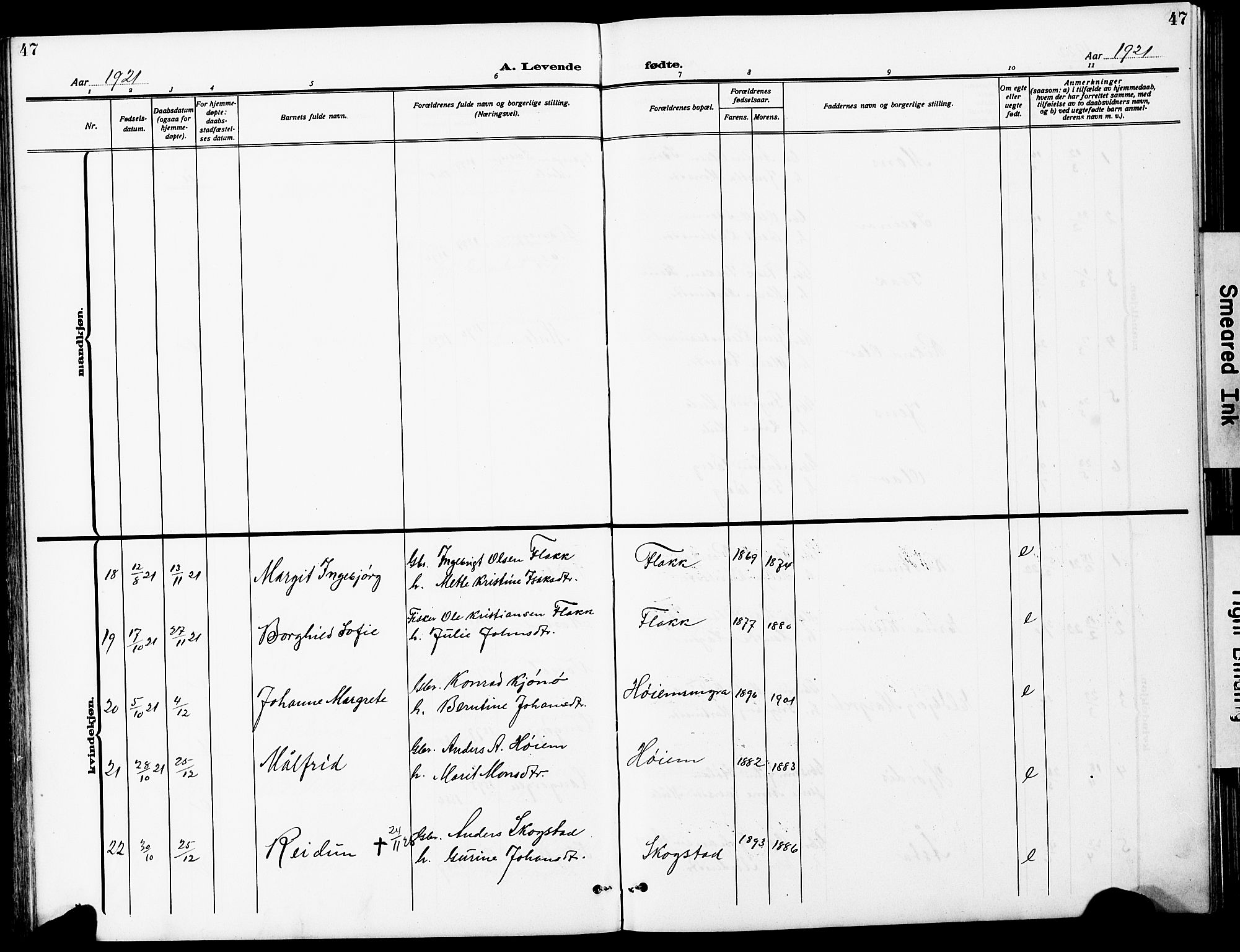 Ministerialprotokoller, klokkerbøker og fødselsregistre - Sør-Trøndelag, AV/SAT-A-1456/612/L0388: Klokkerbok nr. 612C04, 1909-1929, s. 47