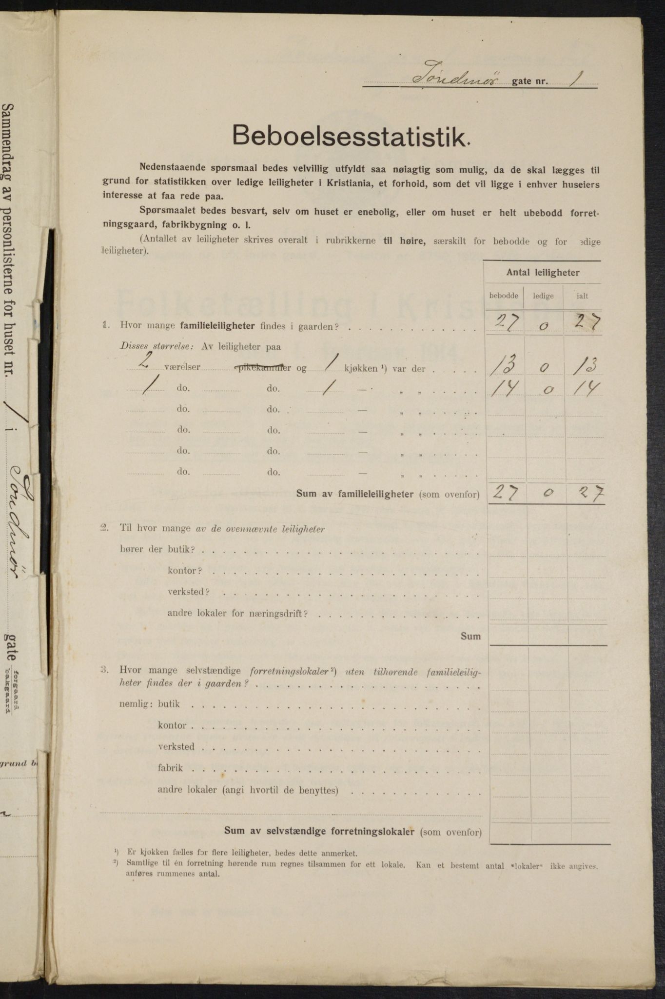 OBA, Kommunal folketelling 1.2.1914 for Kristiania, 1914, s. 105366