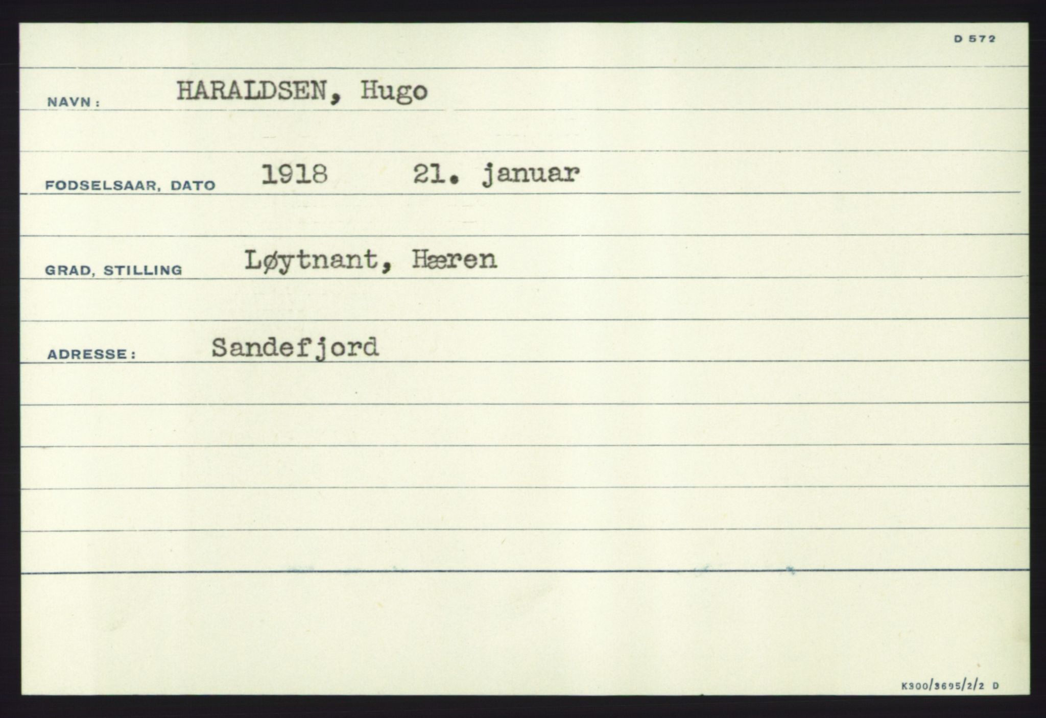 Forsvaret, Krigsdekorasjonskanselliet, AV/RA-RAFA-5156/G/Ga/Gaa/L0002: Hansteen - Merkesdal, 1944-1956