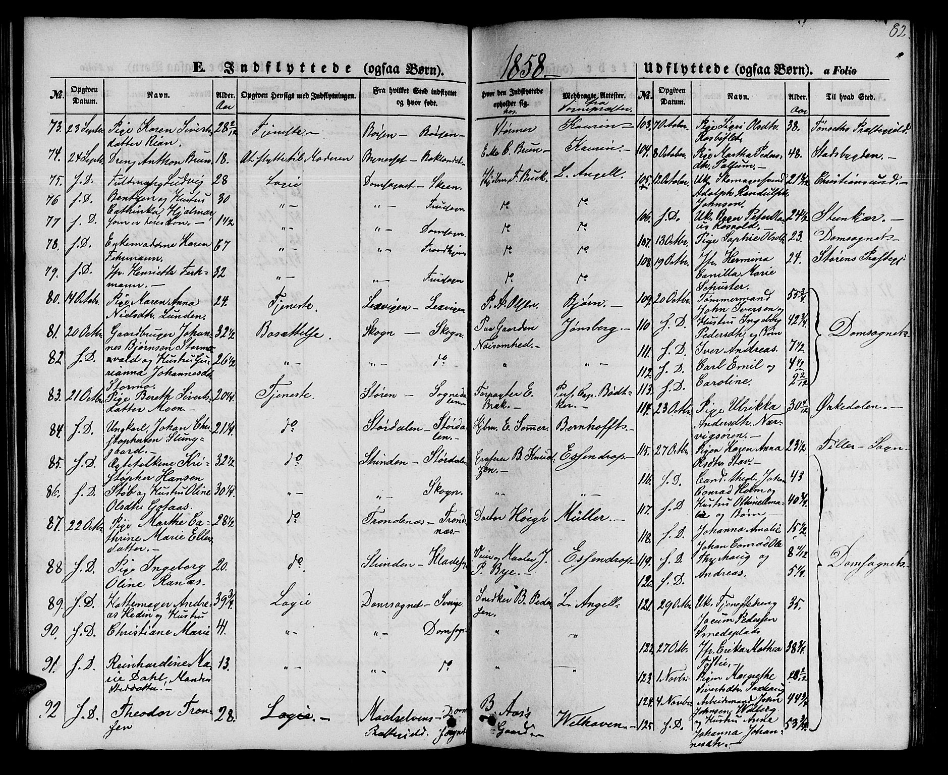 Ministerialprotokoller, klokkerbøker og fødselsregistre - Sør-Trøndelag, SAT/A-1456/602/L0113: Ministerialbok nr. 602A11, 1849-1861, s. 82