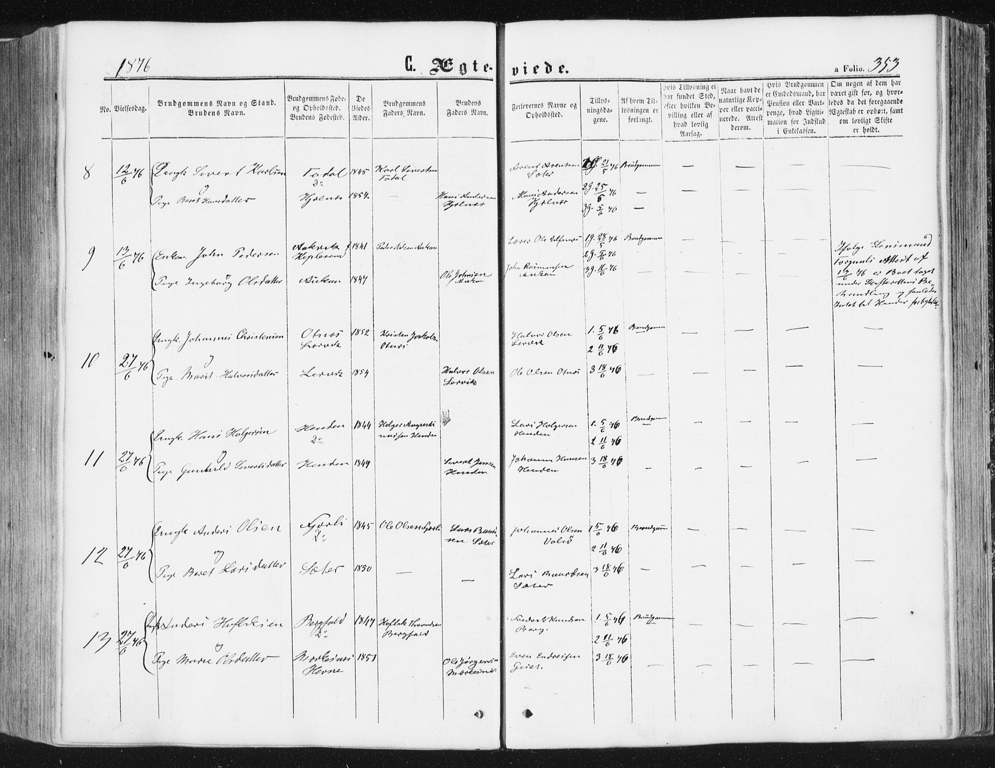 Ministerialprotokoller, klokkerbøker og fødselsregistre - Møre og Romsdal, SAT/A-1454/578/L0905: Ministerialbok nr. 578A04, 1859-1877, s. 353