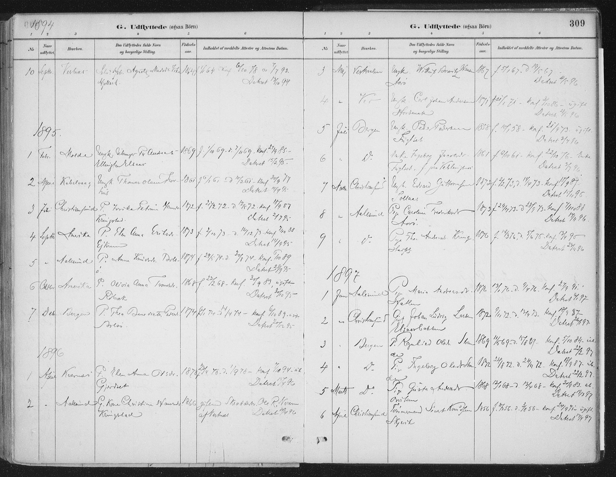 Ministerialprotokoller, klokkerbøker og fødselsregistre - Møre og Romsdal, SAT/A-1454/555/L0658: Ministerialbok nr. 555A09, 1887-1917, s. 309