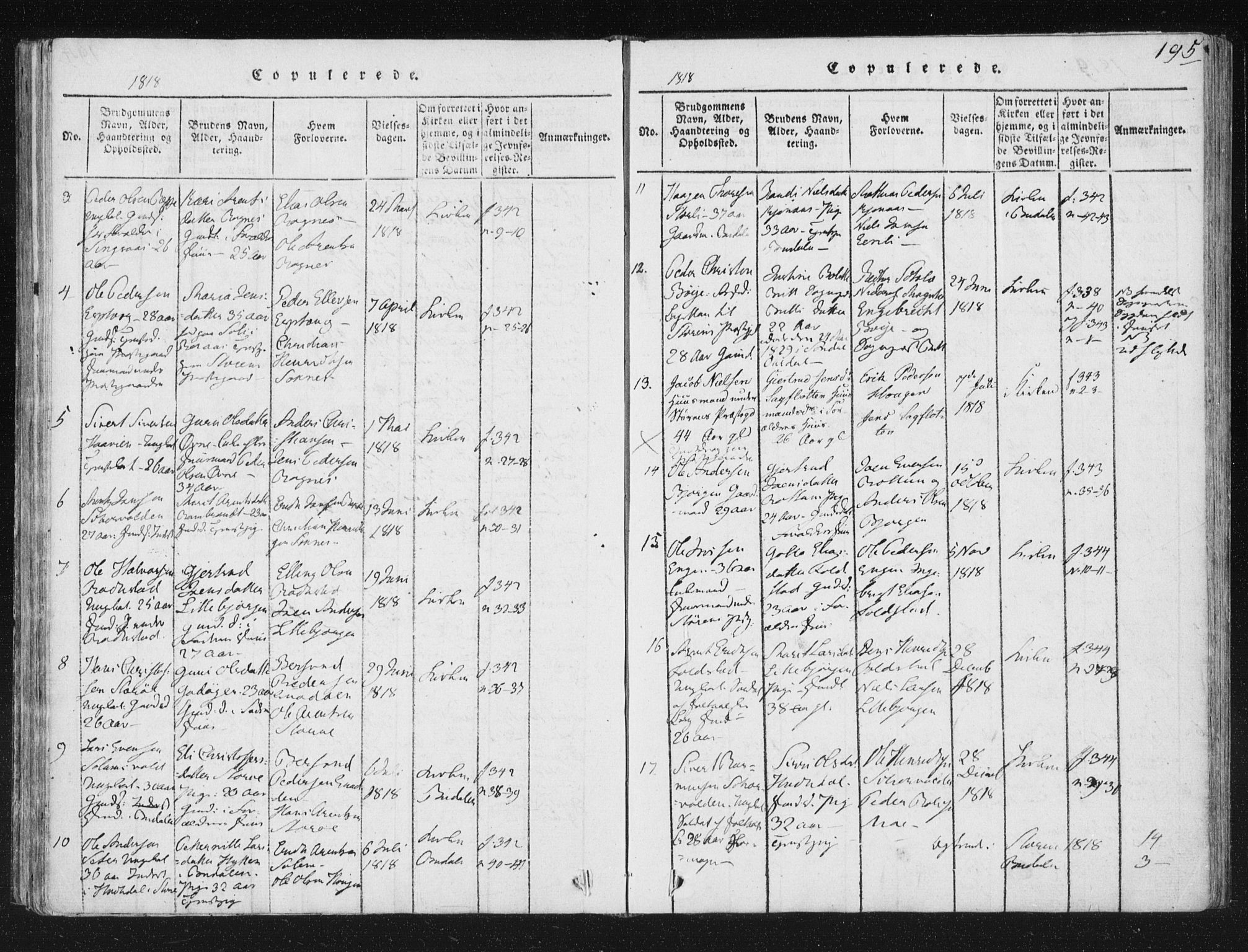 Ministerialprotokoller, klokkerbøker og fødselsregistre - Sør-Trøndelag, AV/SAT-A-1456/687/L0996: Ministerialbok nr. 687A04, 1816-1842, s. 195