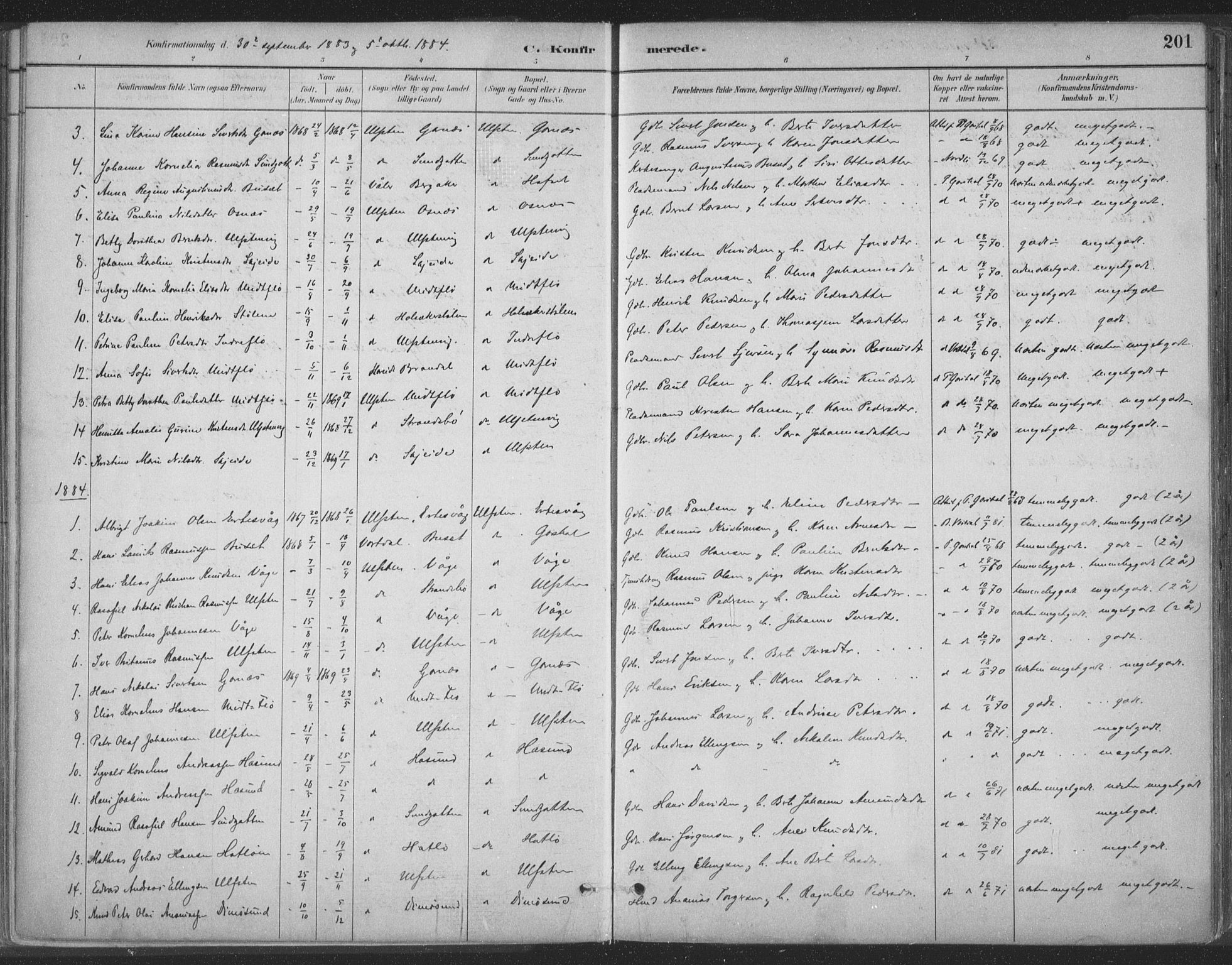 Ministerialprotokoller, klokkerbøker og fødselsregistre - Møre og Romsdal, SAT/A-1454/509/L0106: Ministerialbok nr. 509A04, 1883-1922, s. 201