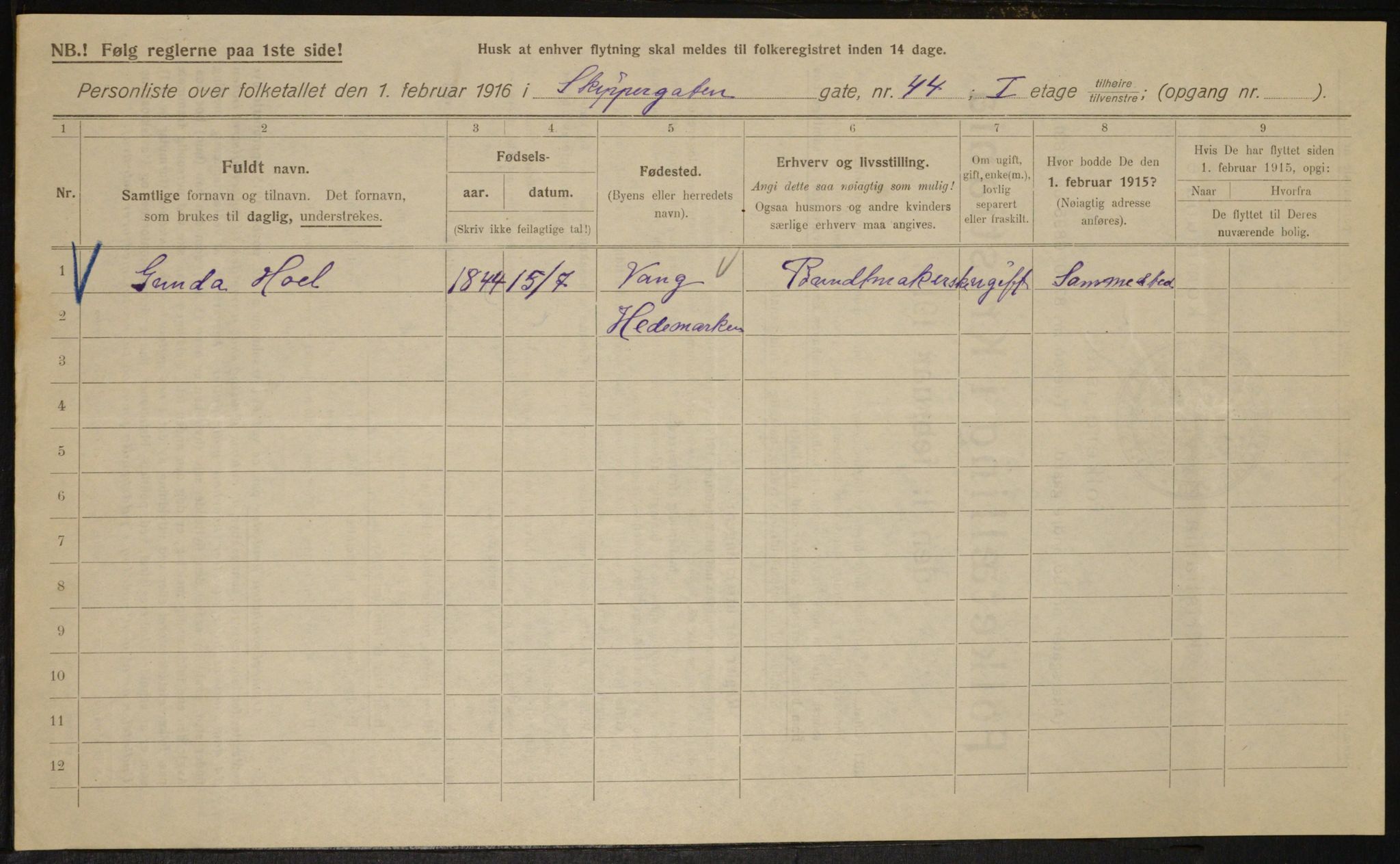 OBA, Kommunal folketelling 1.2.1916 for Kristiania, 1916, s. 98230