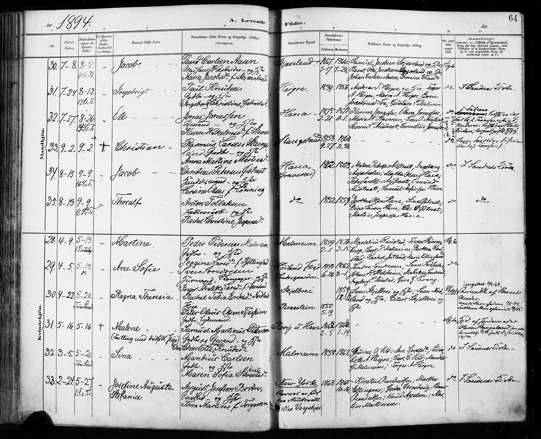 Høyland sokneprestkontor, AV/SAST-A-101799/001/30BA/L0013: Ministerialbok nr. A 13.1, 1889-1898, s. 64