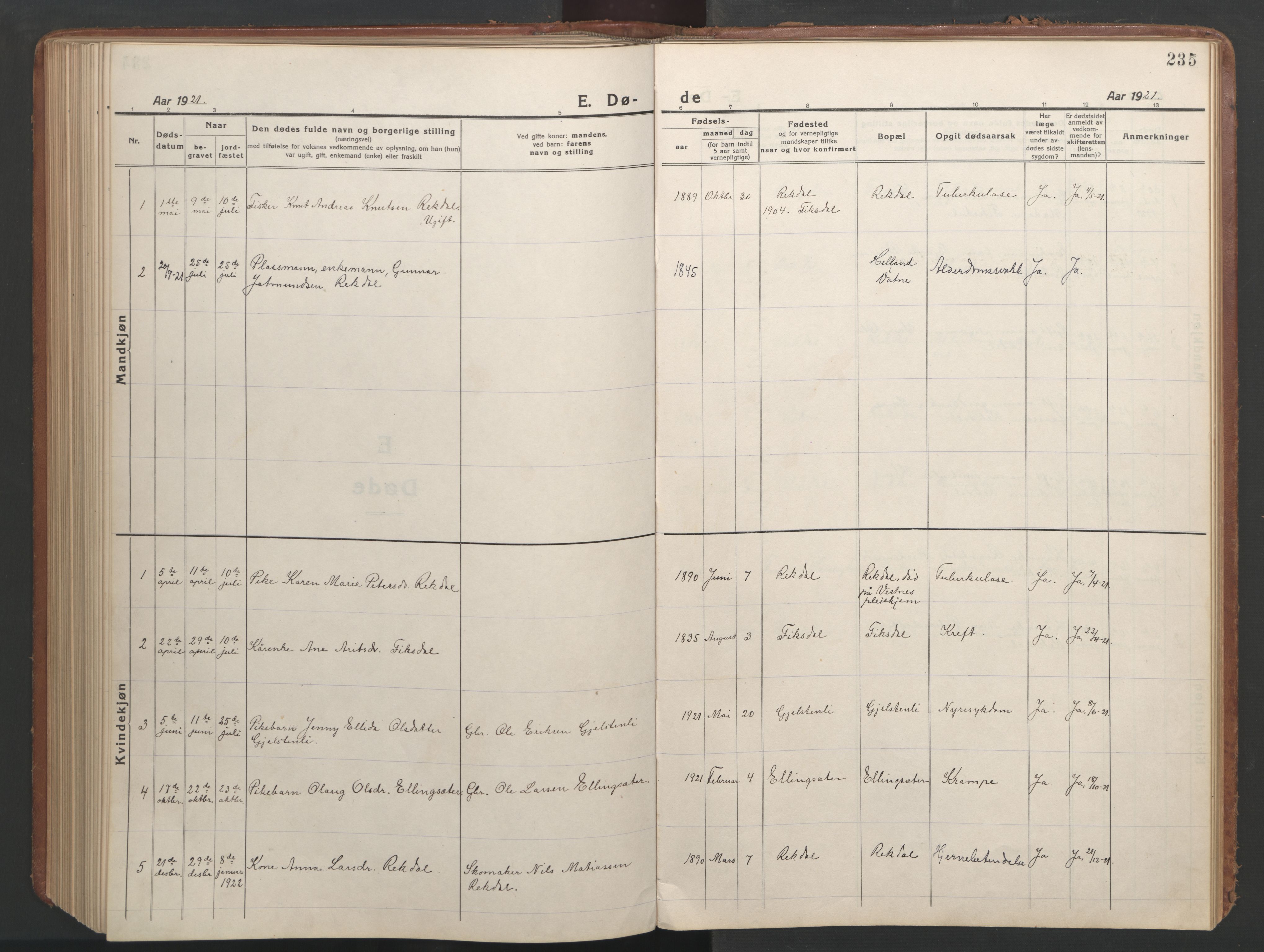 Ministerialprotokoller, klokkerbøker og fødselsregistre - Møre og Romsdal, AV/SAT-A-1454/540/L0542: Klokkerbok nr. 540C02, 1921-1967, s. 235