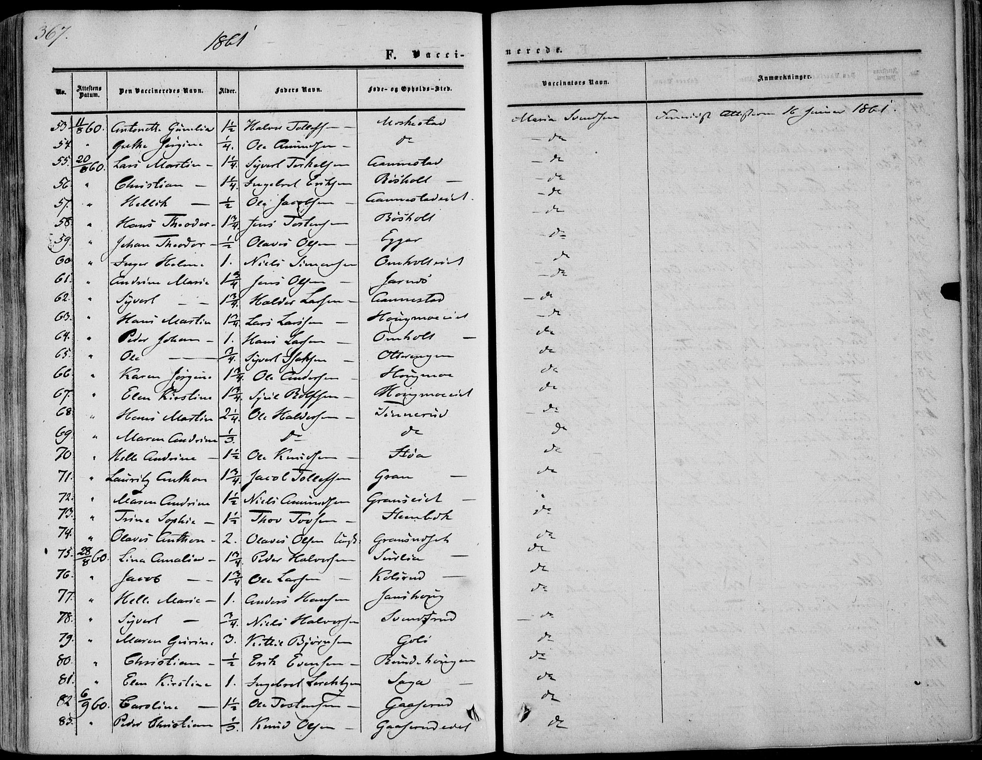 Sandsvær kirkebøker, AV/SAKO-A-244/F/Fa/L0006: Ministerialbok nr. I 6, 1857-1868, s. 367