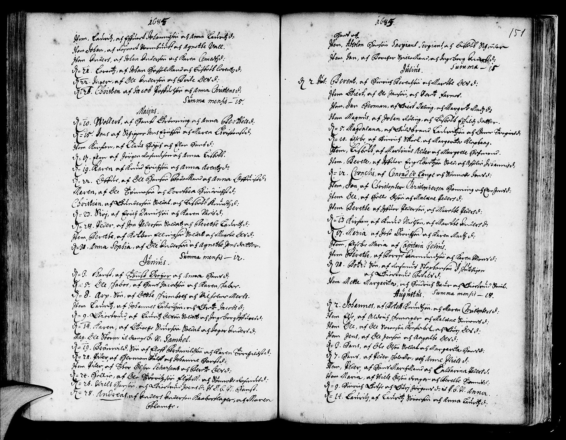 Korskirken sokneprestembete, AV/SAB-A-76101/H/Haa/L0001: Ministerialbok nr. A 1, 1674-1688, s. 151