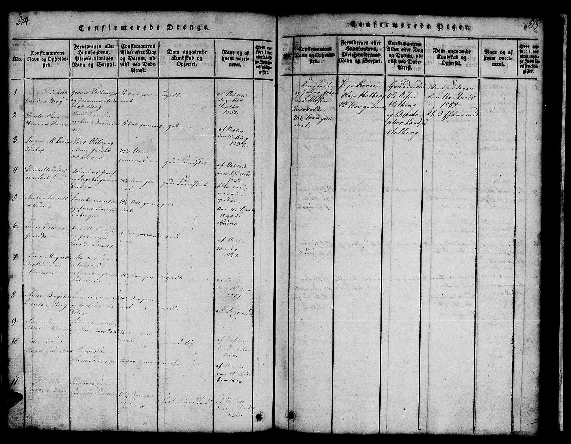 Ministerialprotokoller, klokkerbøker og fødselsregistre - Nord-Trøndelag, AV/SAT-A-1458/731/L0310: Klokkerbok nr. 731C01, 1816-1874, s. 514-515