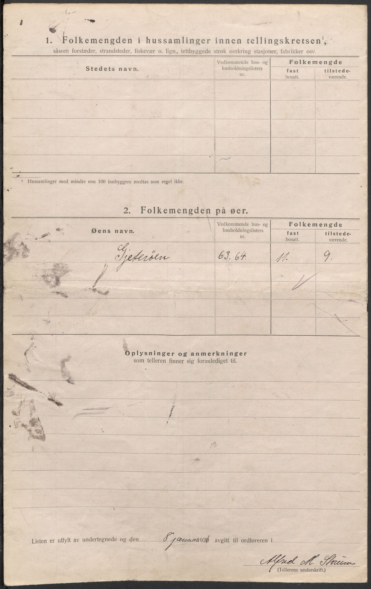 SAB, Folketelling 1920 for 1243 Os herred, 1920, s. 19