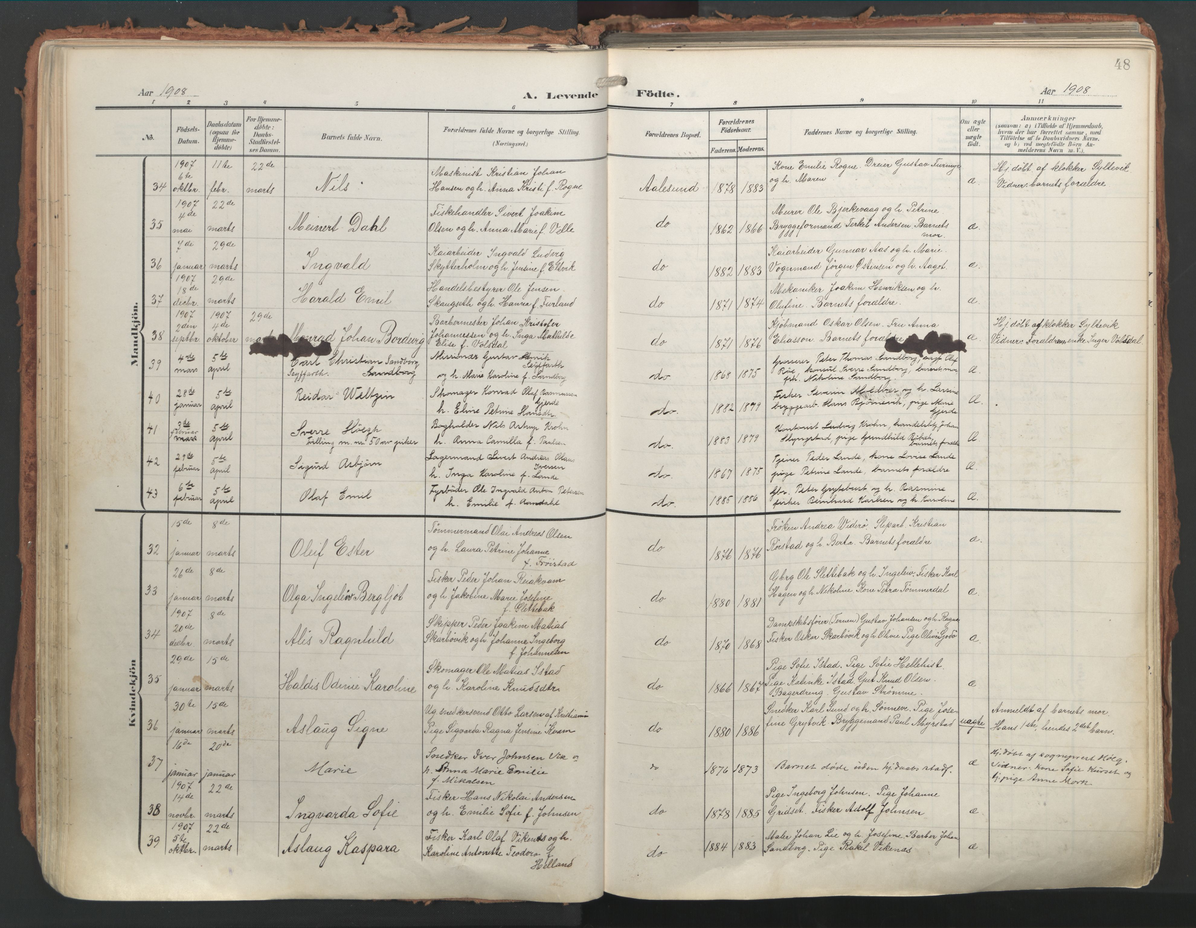 Ministerialprotokoller, klokkerbøker og fødselsregistre - Møre og Romsdal, AV/SAT-A-1454/529/L0460: Ministerialbok nr. 529A10, 1906-1917, s. 48