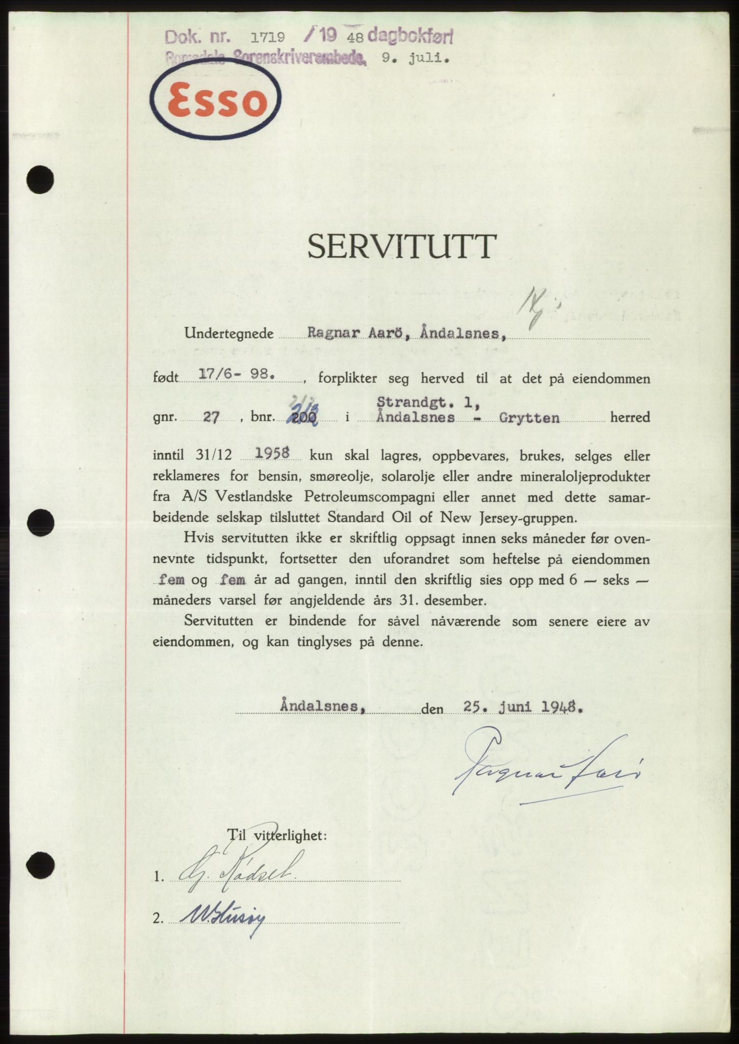Romsdal sorenskriveri, SAT/A-4149/1/2/2C: Pantebok nr. B4, 1948-1949, Dagboknr: 1719/1948