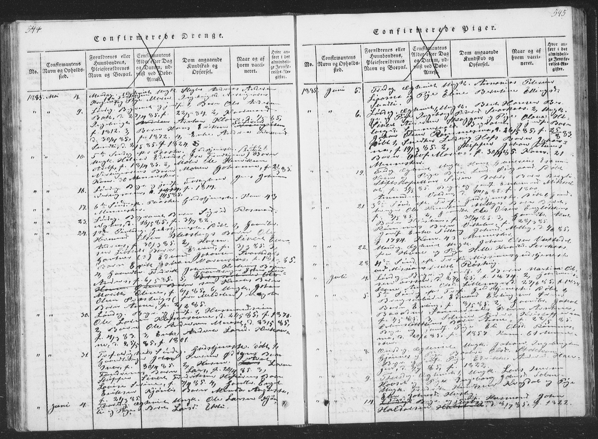Ministerialprotokoller, klokkerbøker og fødselsregistre - Sør-Trøndelag, AV/SAT-A-1456/668/L0816: Klokkerbok nr. 668C05, 1816-1893, s. 544-545