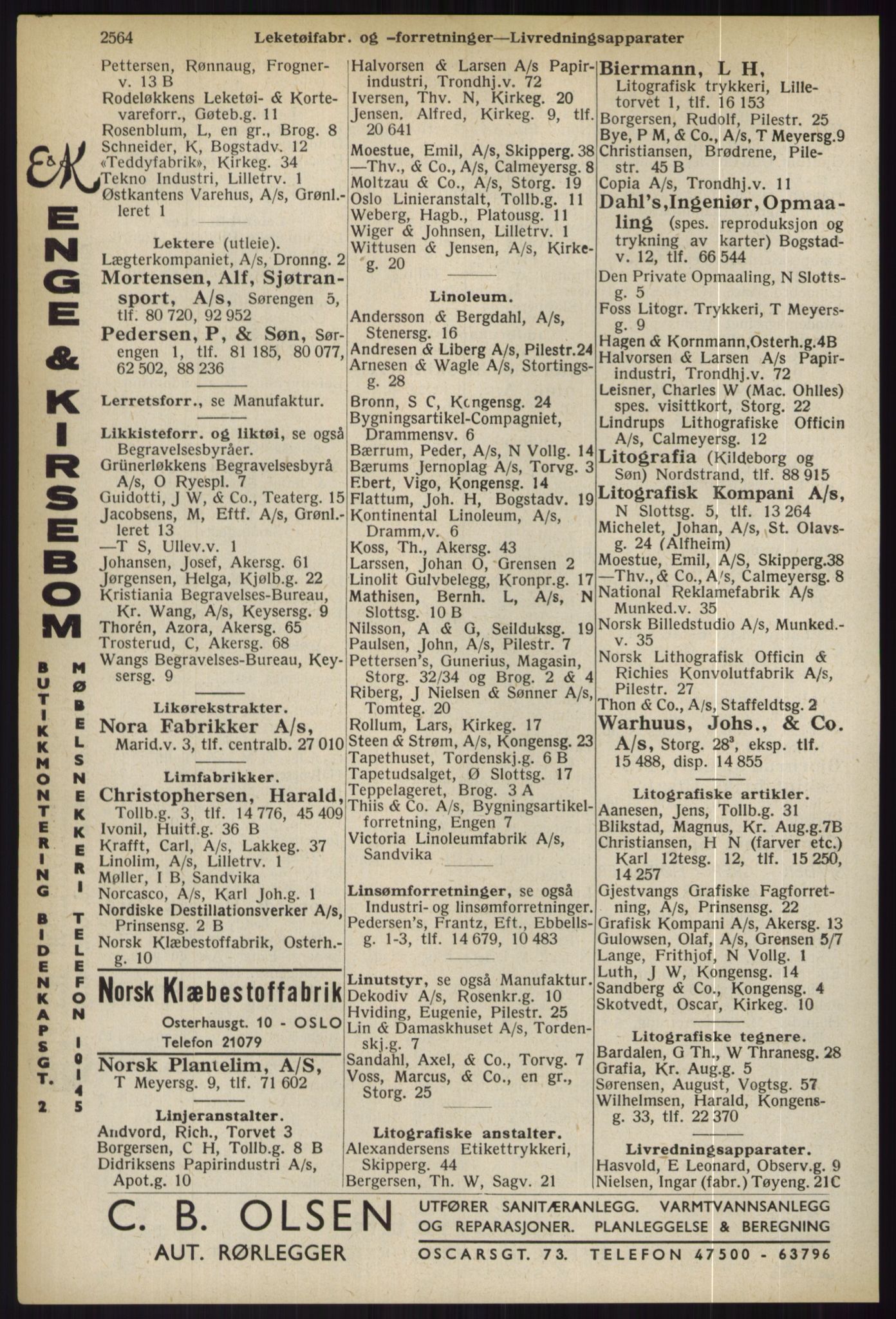 Kristiania/Oslo adressebok, PUBL/-, 1936, s. 2564