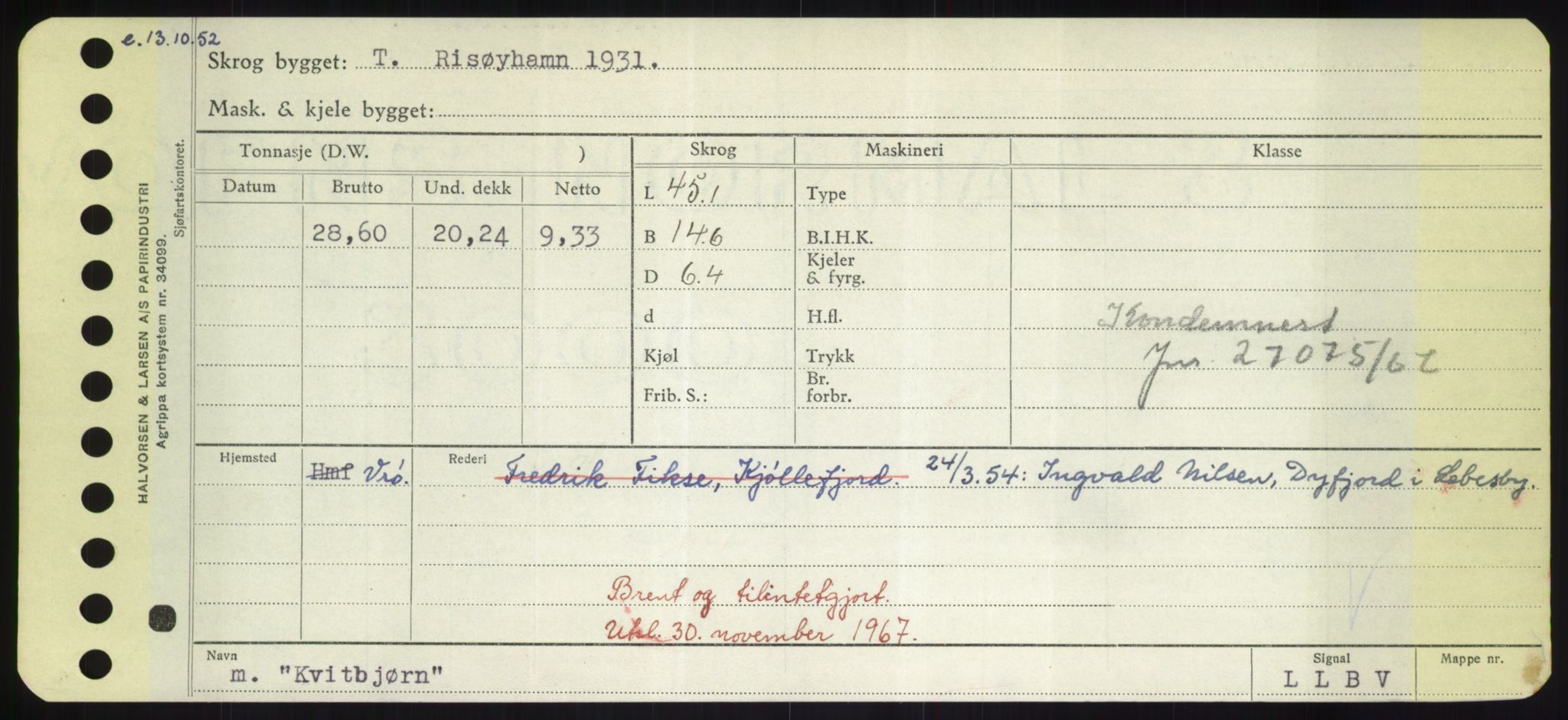 Sjøfartsdirektoratet med forløpere, Skipsmålingen, AV/RA-S-1627/H/Hd/L0021: Fartøy, Kor-Kår, s. 355