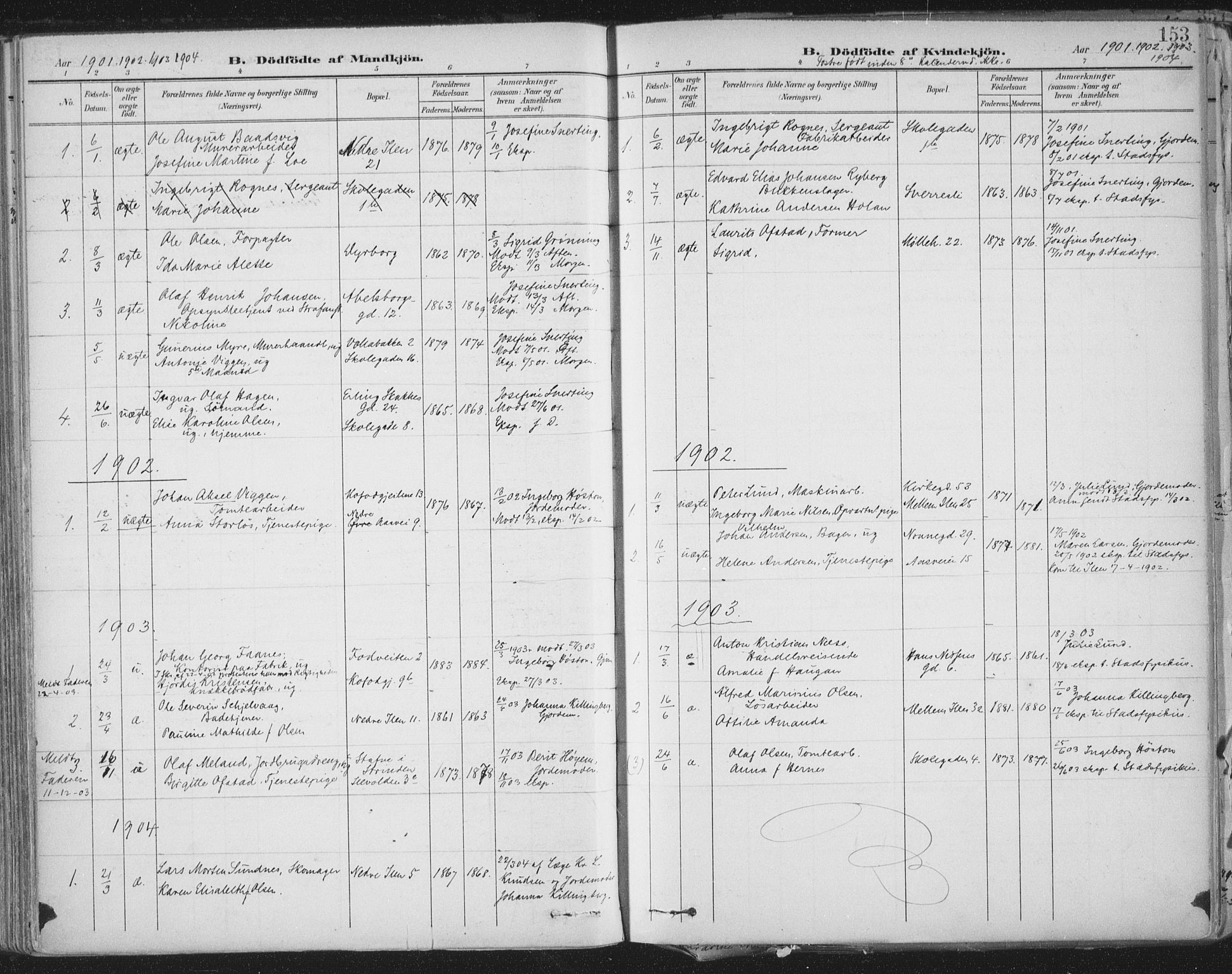 Ministerialprotokoller, klokkerbøker og fødselsregistre - Sør-Trøndelag, AV/SAT-A-1456/603/L0167: Ministerialbok nr. 603A06, 1896-1932, s. 153