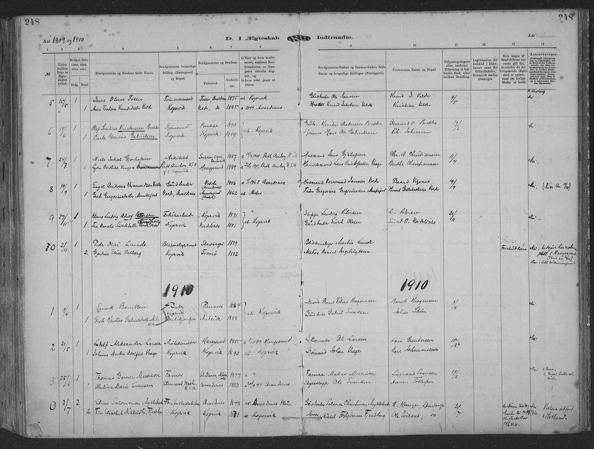 Kopervik sokneprestkontor, SAST/A-101850/H/Ha/Haa/L0001: Ministerialbok nr. A 1, 1880-1919, s. 248