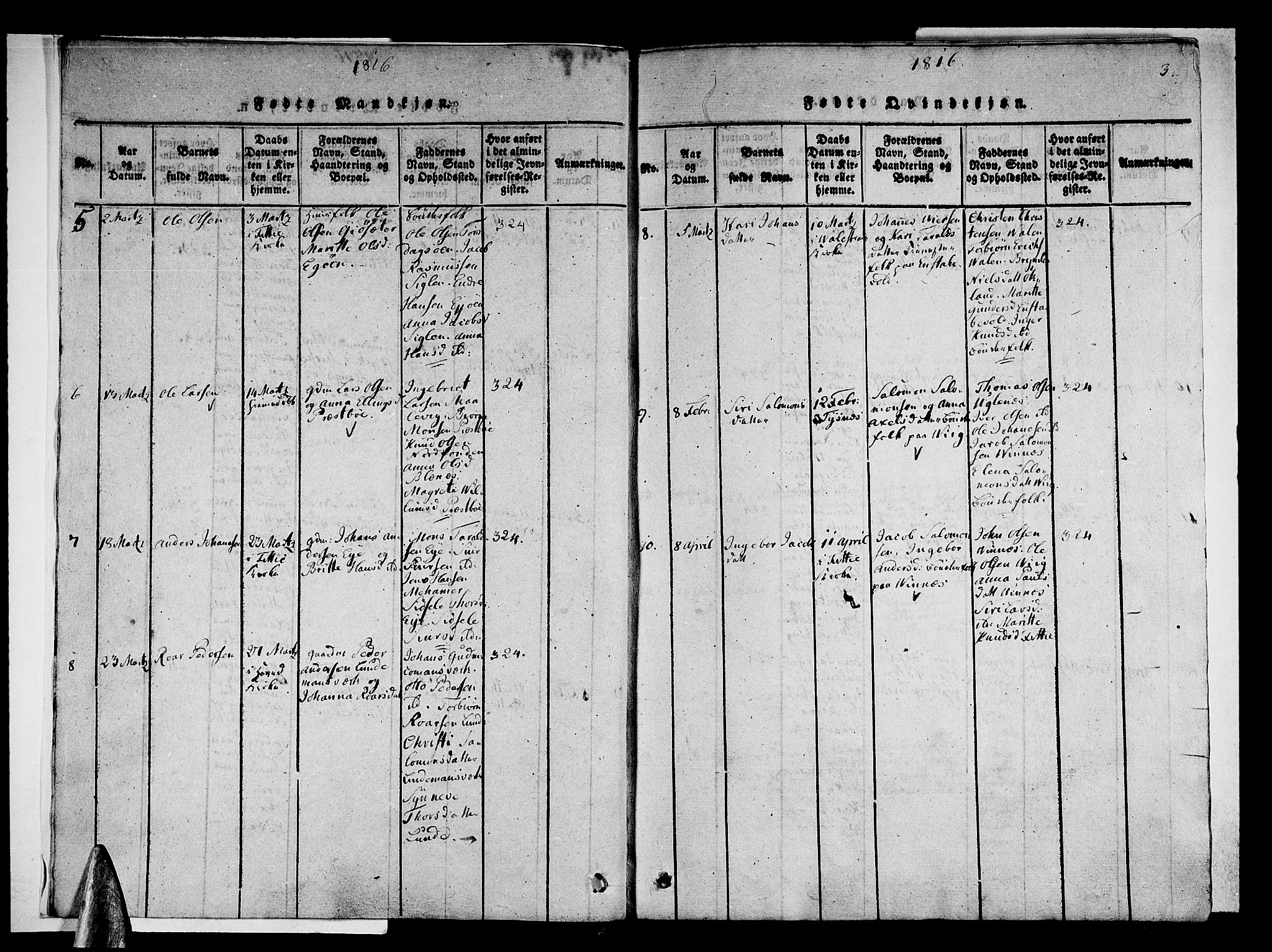 Stord sokneprestembete, AV/SAB-A-78201/H/Haa: Ministerialbok nr. A 5, 1816-1825, s. 3
