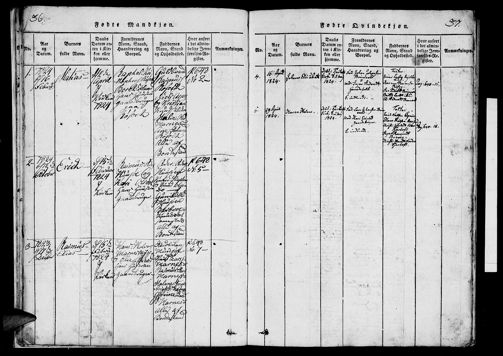 Ministerialprotokoller, klokkerbøker og fødselsregistre - Møre og Romsdal, AV/SAT-A-1454/561/L0727: Ministerialbok nr. 561A01, 1817-1858, s. 36-37
