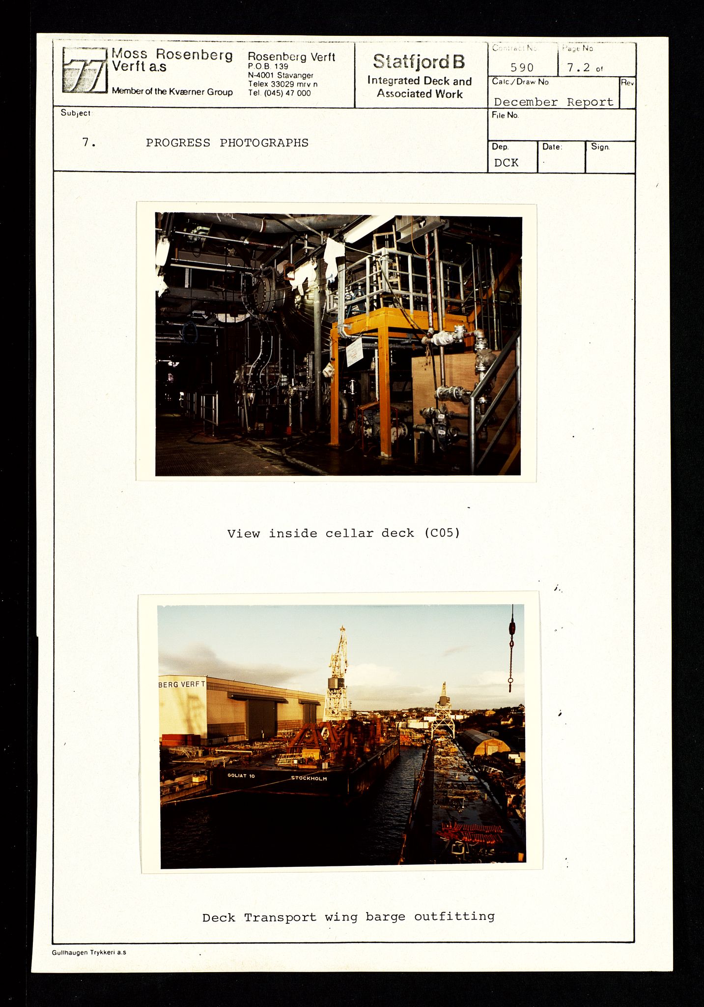 Pa 1400 - Moss Rosenberg Verft A/S, SAST/A-101696/E/Eb/Ebg/L0001: Statfjord B: Deck og offshore, 1979-1982, s. 12