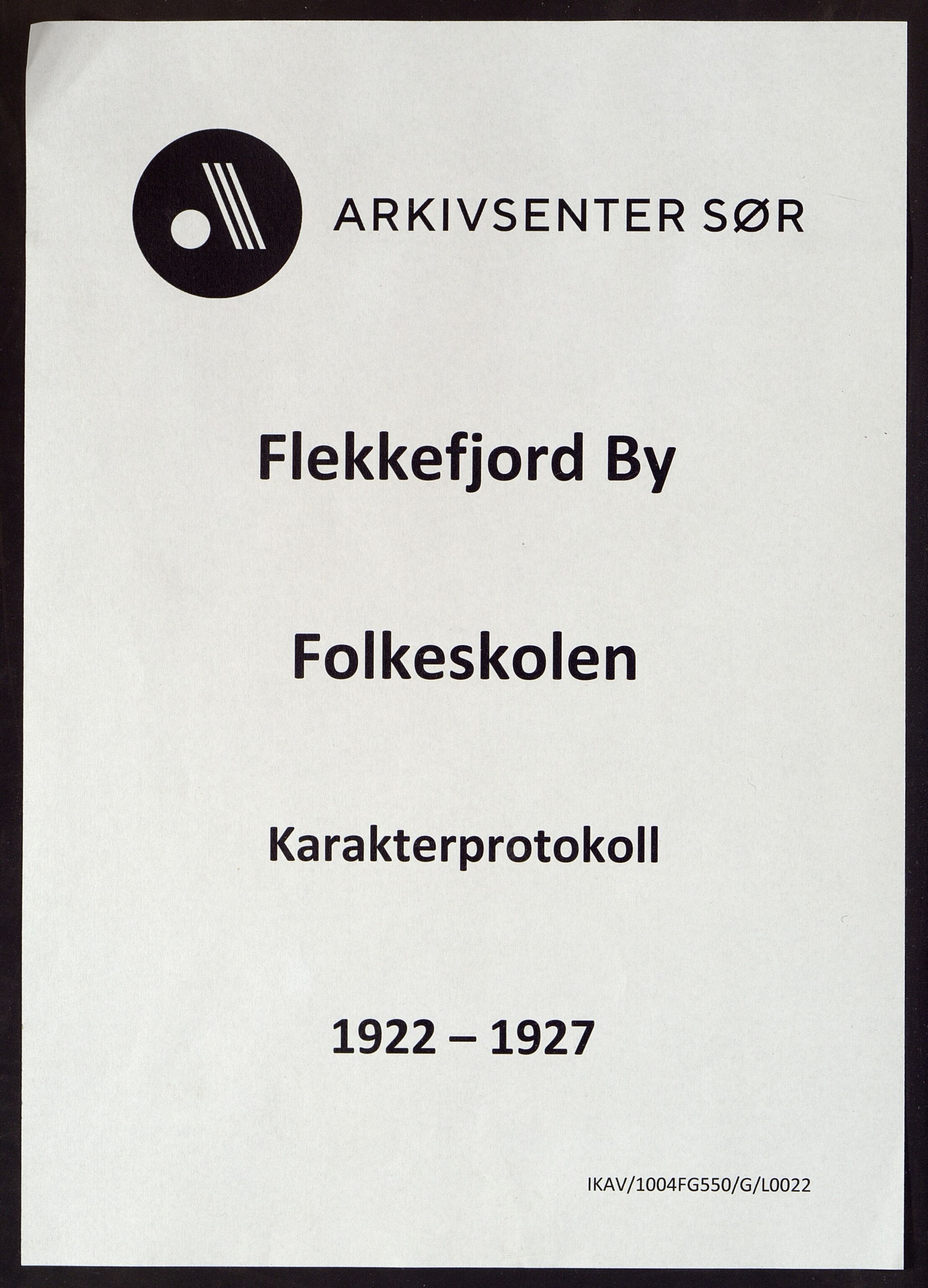 Flekkefjord By - Flekkefjord Folkeskole, ARKSOR/1004FG550/G/L0022: Karakterprotokoll, 1922-1927